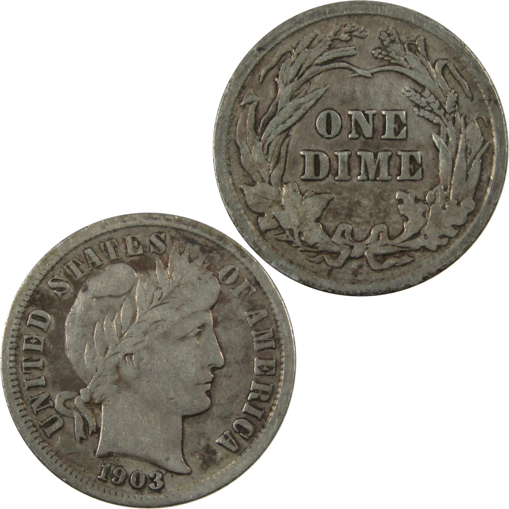 1903 Barber Silver Dime F Fine 10c Coin Collectible SKU:CP1337