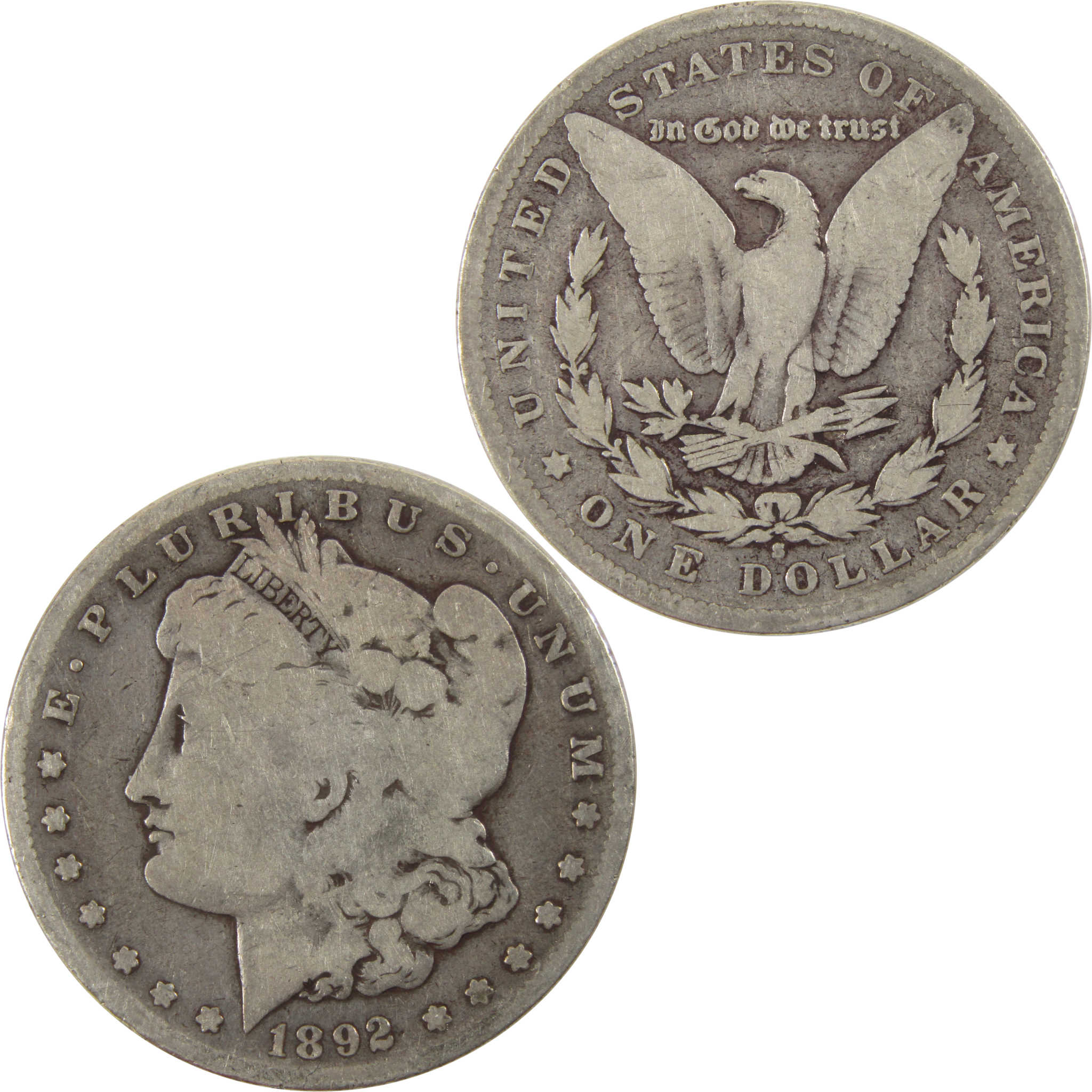 1892 S Morgan Dollar AG About Good 90% Silver $1 Coin SKU:I8003 - Morgan coin - Morgan silver dollar - Morgan silver dollar for sale - Profile Coins & Collectibles