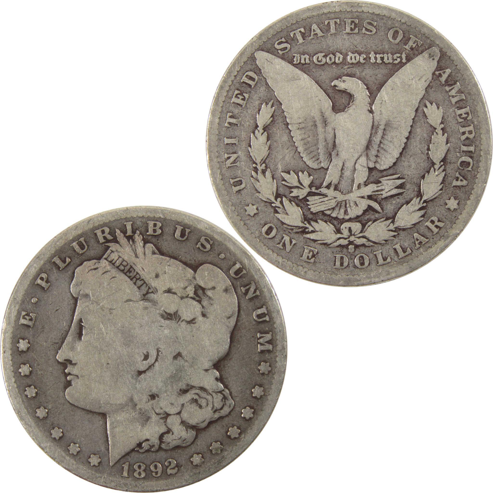 1892 S Morgan Dollar AG About Good 90% Silver $1 Coin SKU:I8003 - Morgan coin - Morgan silver dollar - Morgan silver dollar for sale - Profile Coins & Collectibles