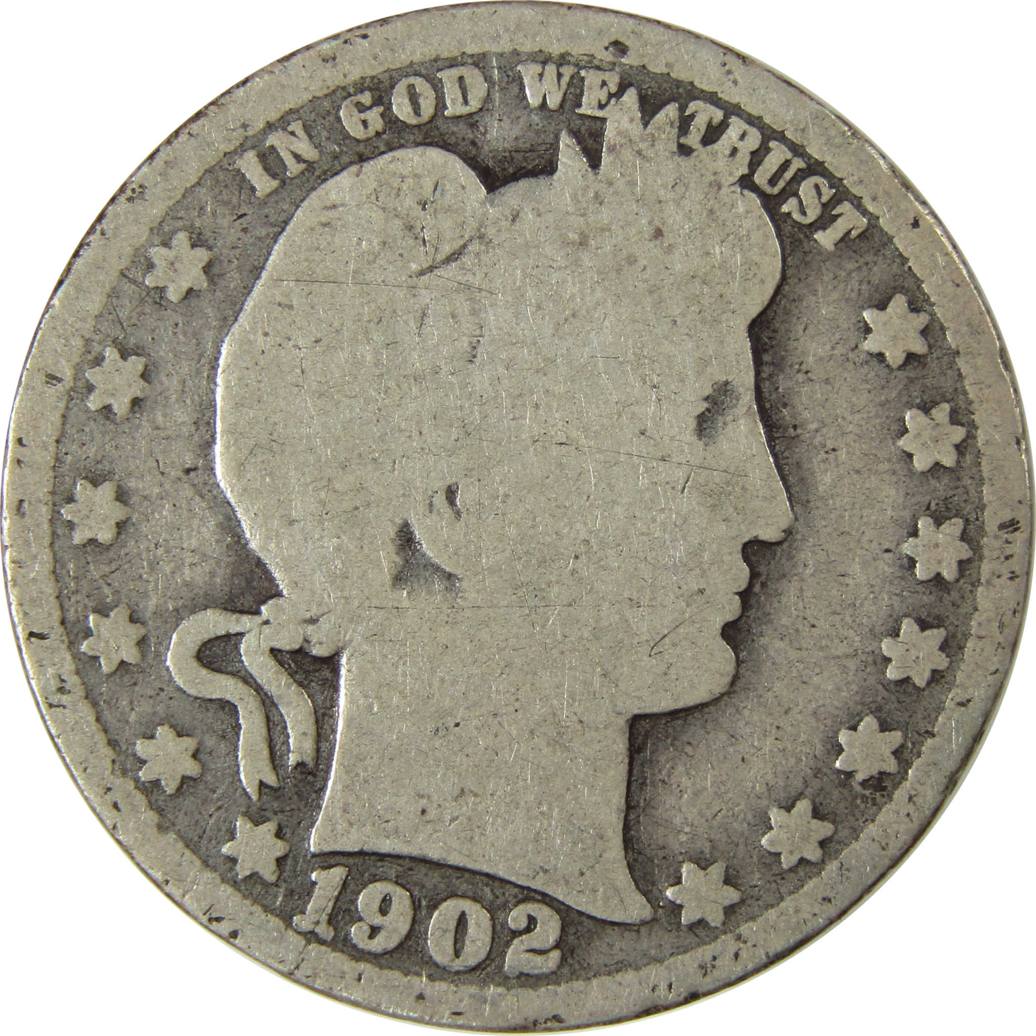 1902 S Barber Silver Quarter AG About Good 25c Coin SKU:CP889