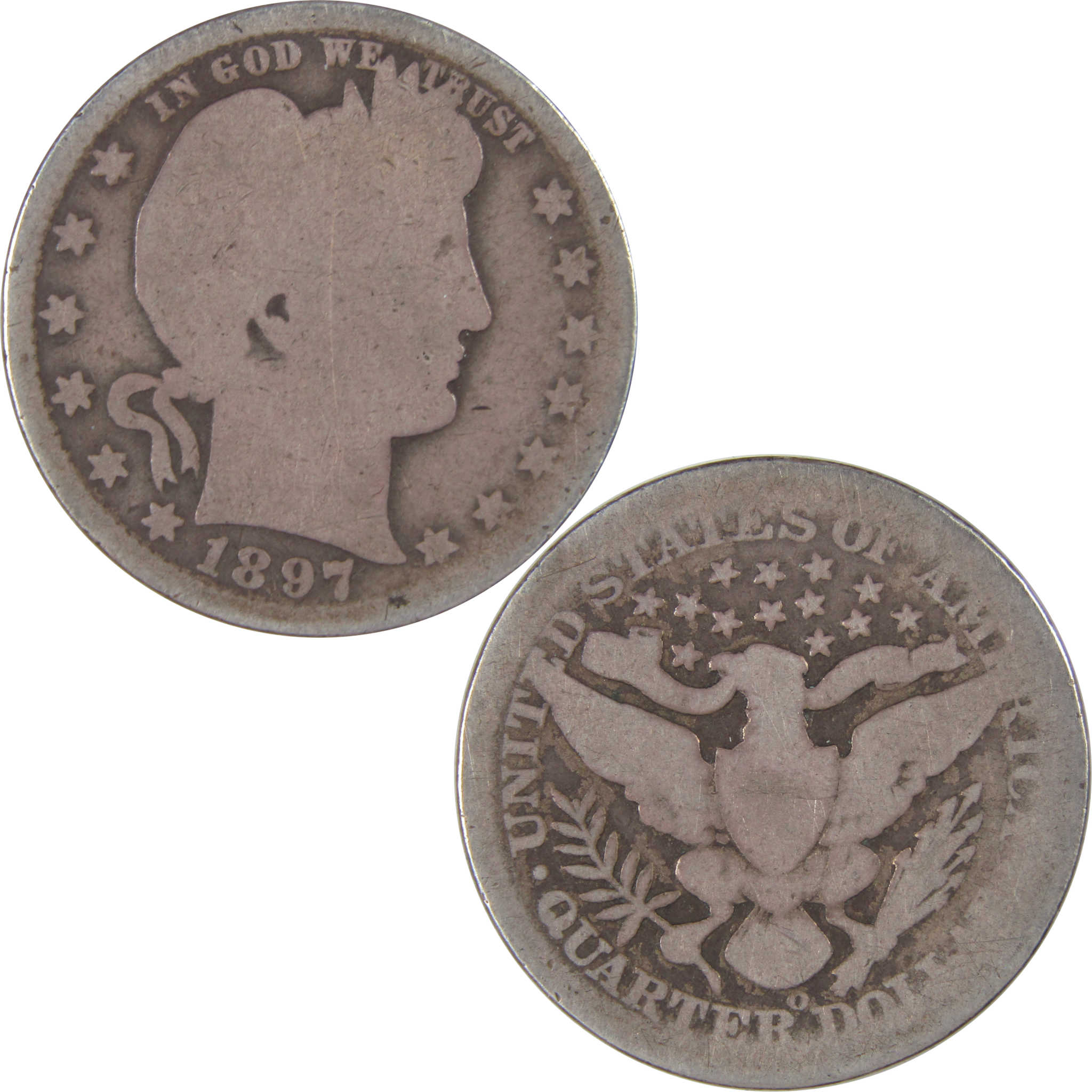 1897 O Barber Quarter AG About Good Silver 25c Coin SKU:I17624