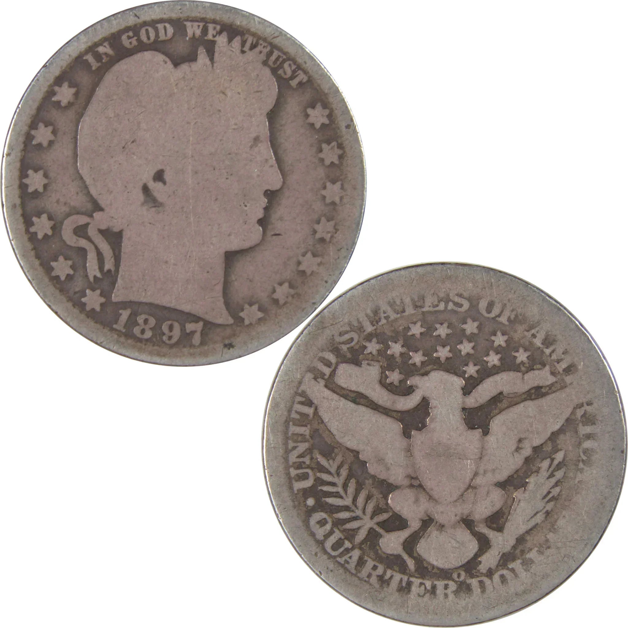 1897 O Barber Quarter AG About Good Silver 25c Coin SKU:I17624