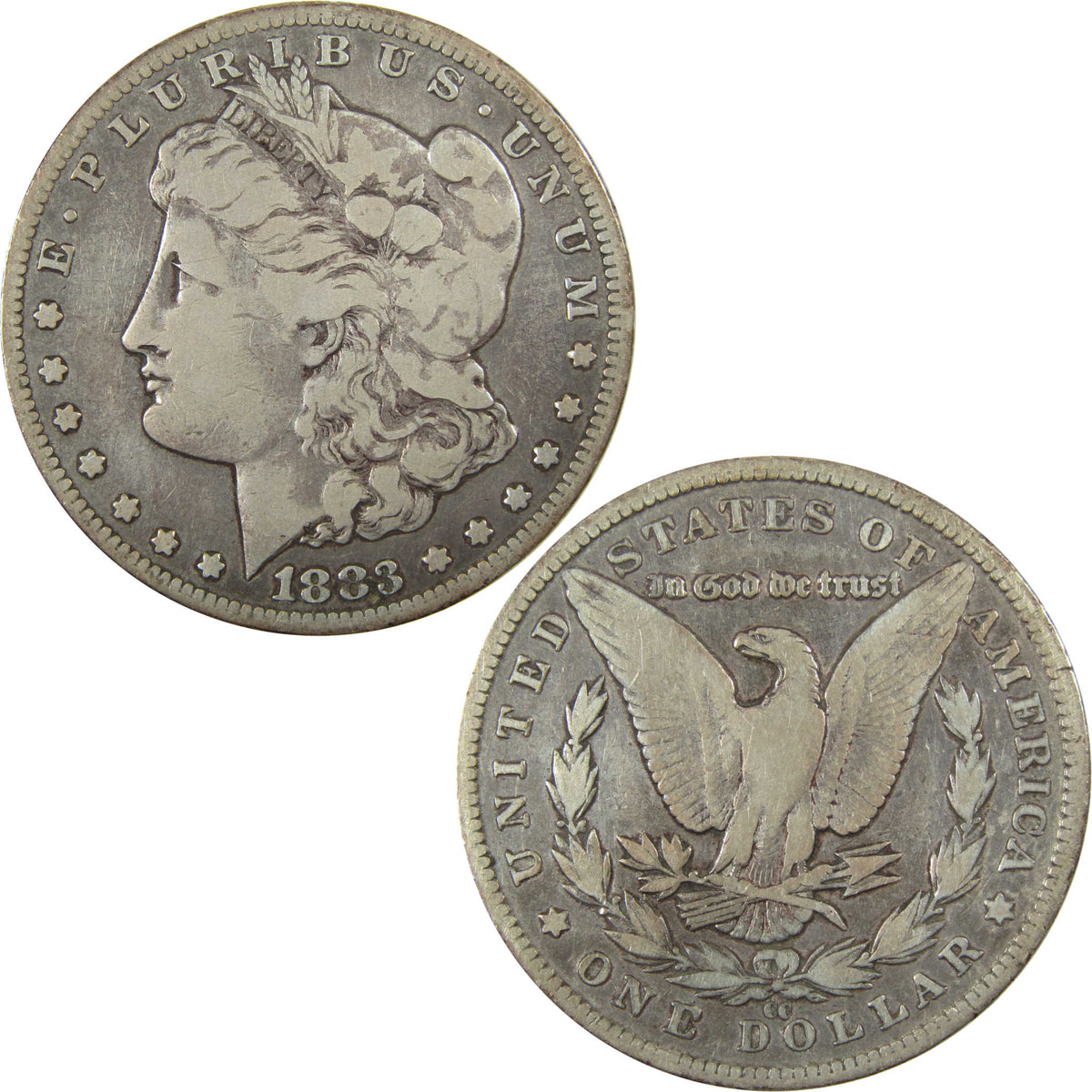 1883 CC Morgan Silver Dollar F Fine Details $1 Coin SKU:CP1716