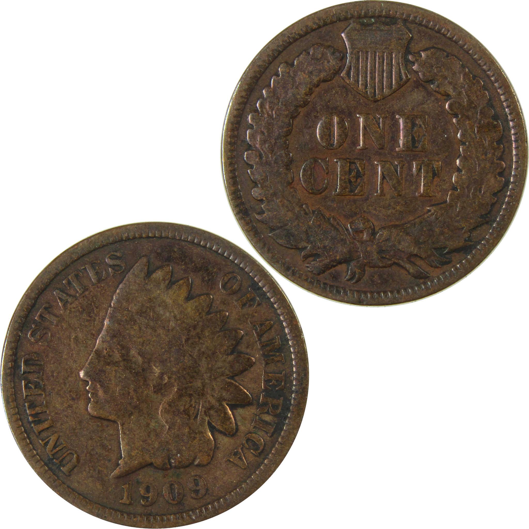 1909 Indian Head Cent G Good Details Penny 1c Coin SKU:I26999