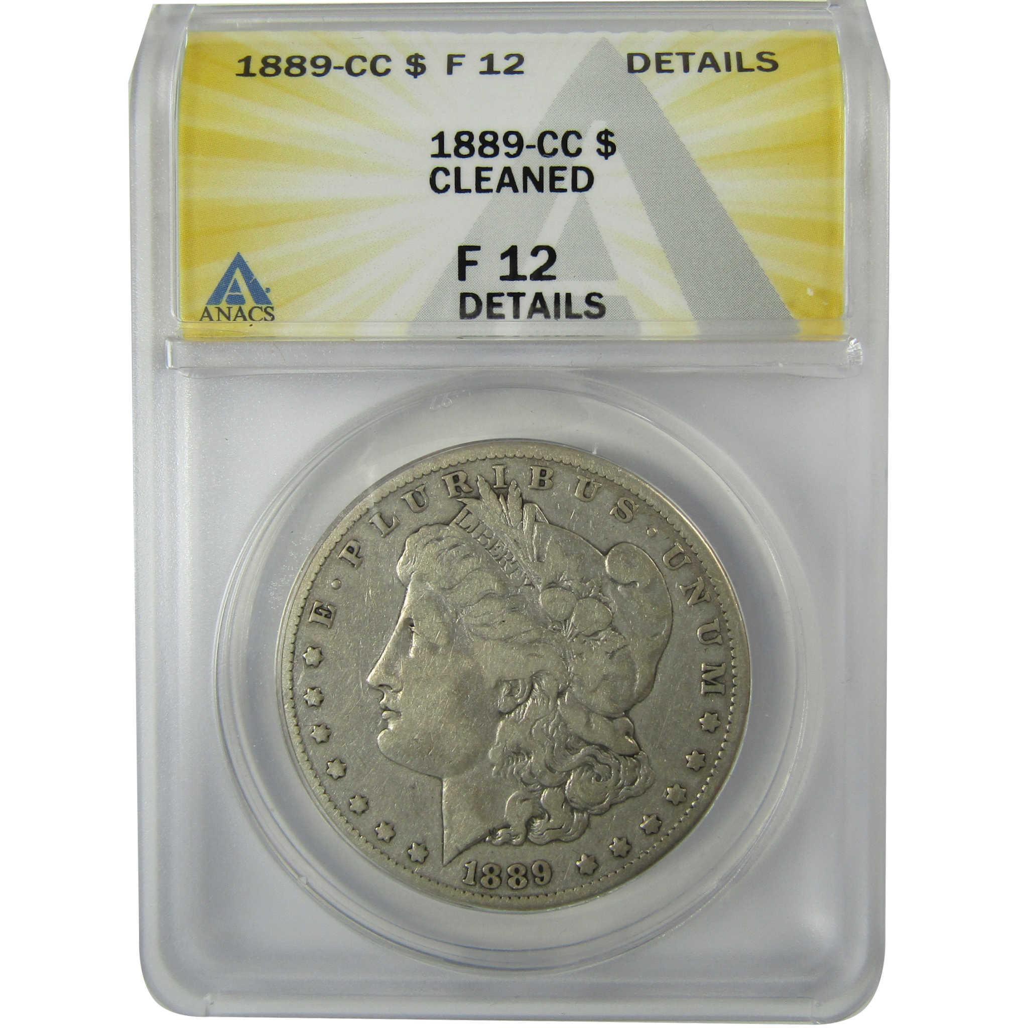 1889 CC Morgan Silver Dollar F 12 Details ANACS $1 Coin SKU:CP797 - Morgan coin - Morgan silver dollar - Morgan silver dollar for sale - Profile Coins & Collectibles