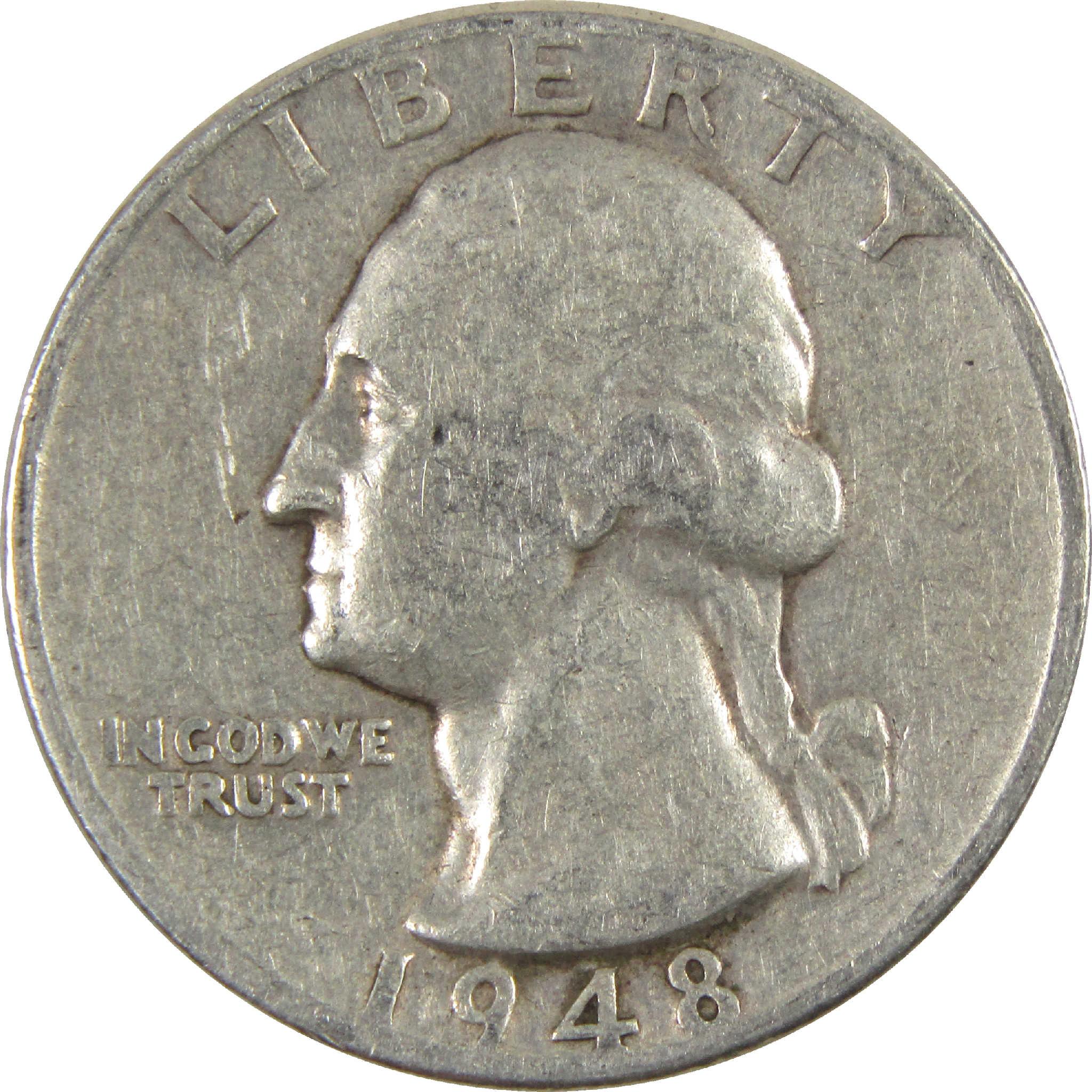 1948 Washington Quarter VG Very Good Silver 25c Coin
