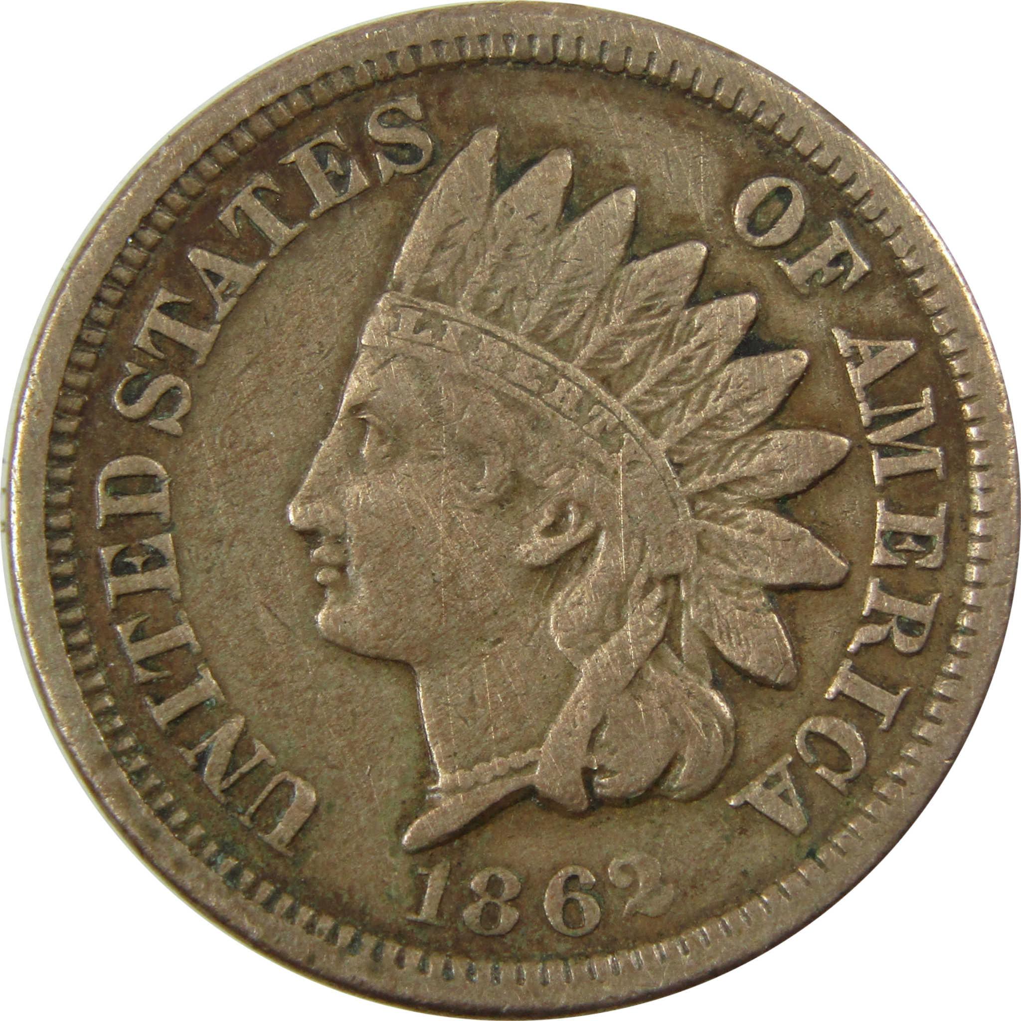 1862 Indian Head Cent VF Very Fine Penny 1c Coin SKU:CP1145
