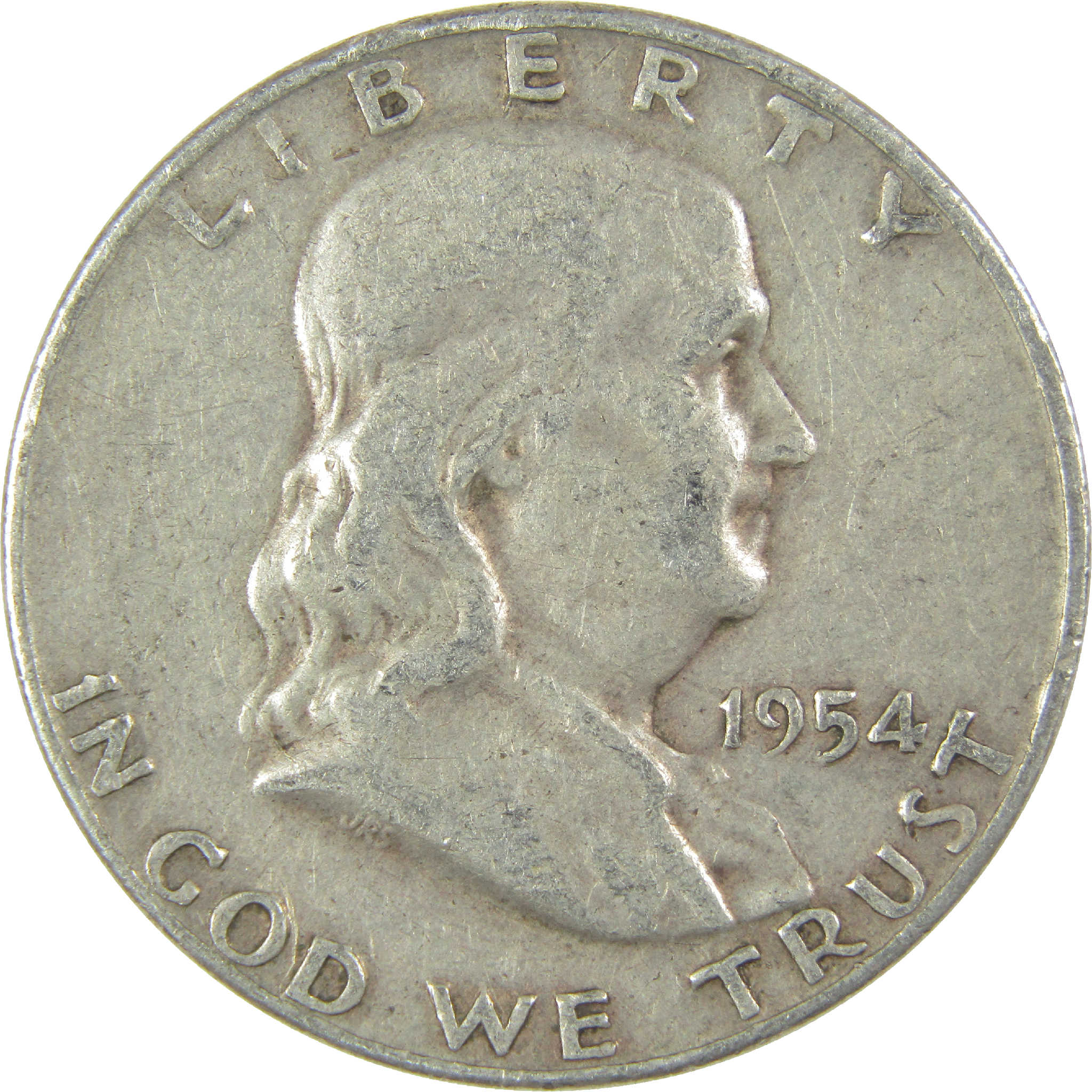 1954 D Franklin Half Dollar VG Very Good Silver 50c Coin