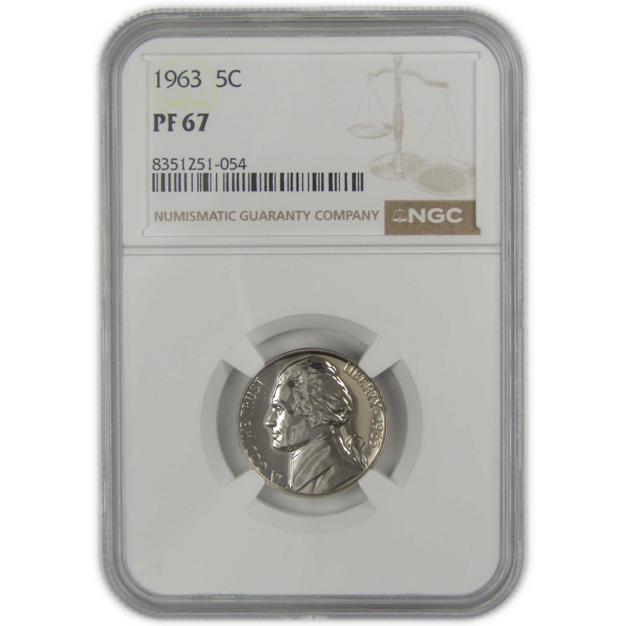 1963 Jefferson Nickel PF 67 NGC Proof 5c Coin SKU:I20649