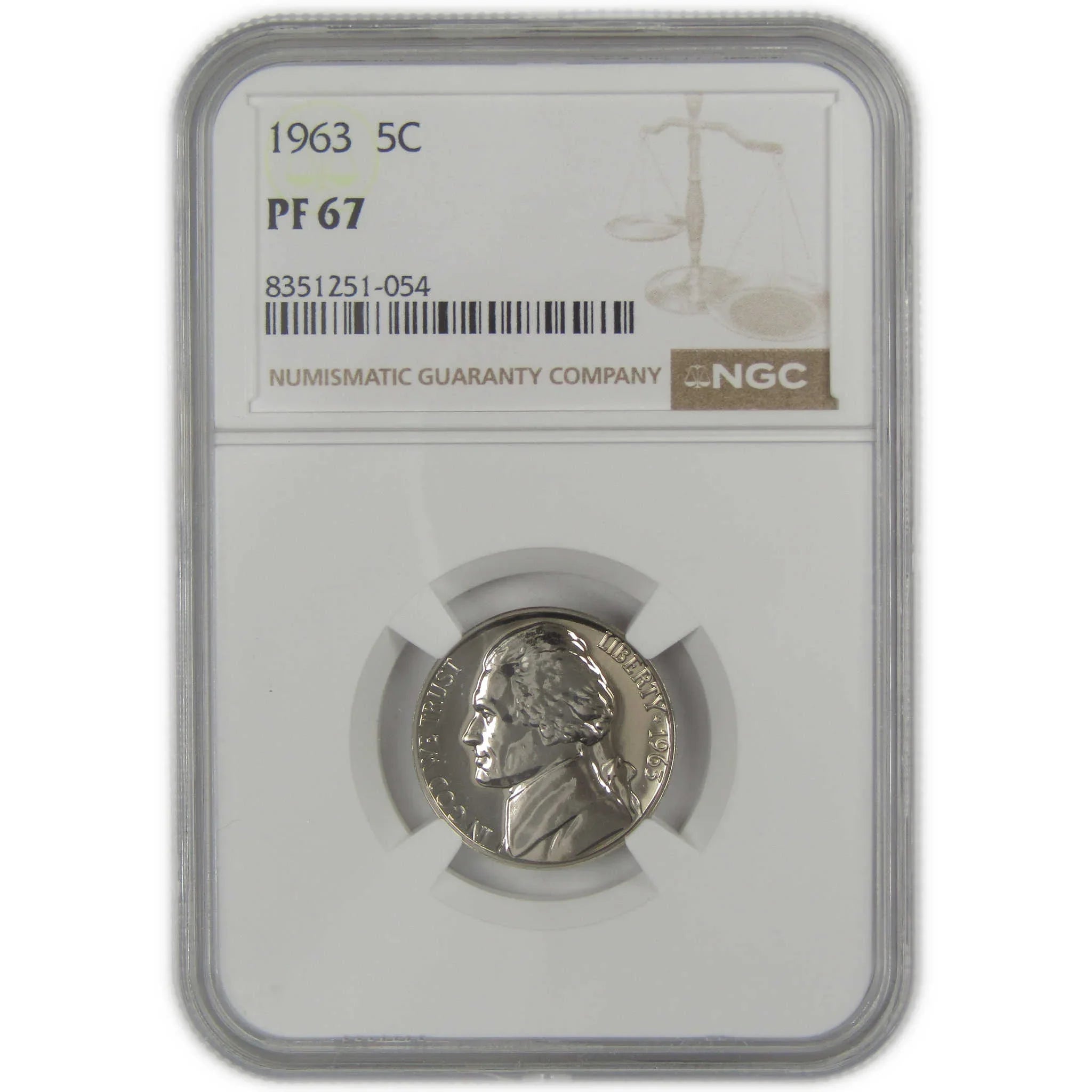 1963 Jefferson Nickel PF 67 NGC Proof 5c Coin SKU:I20649