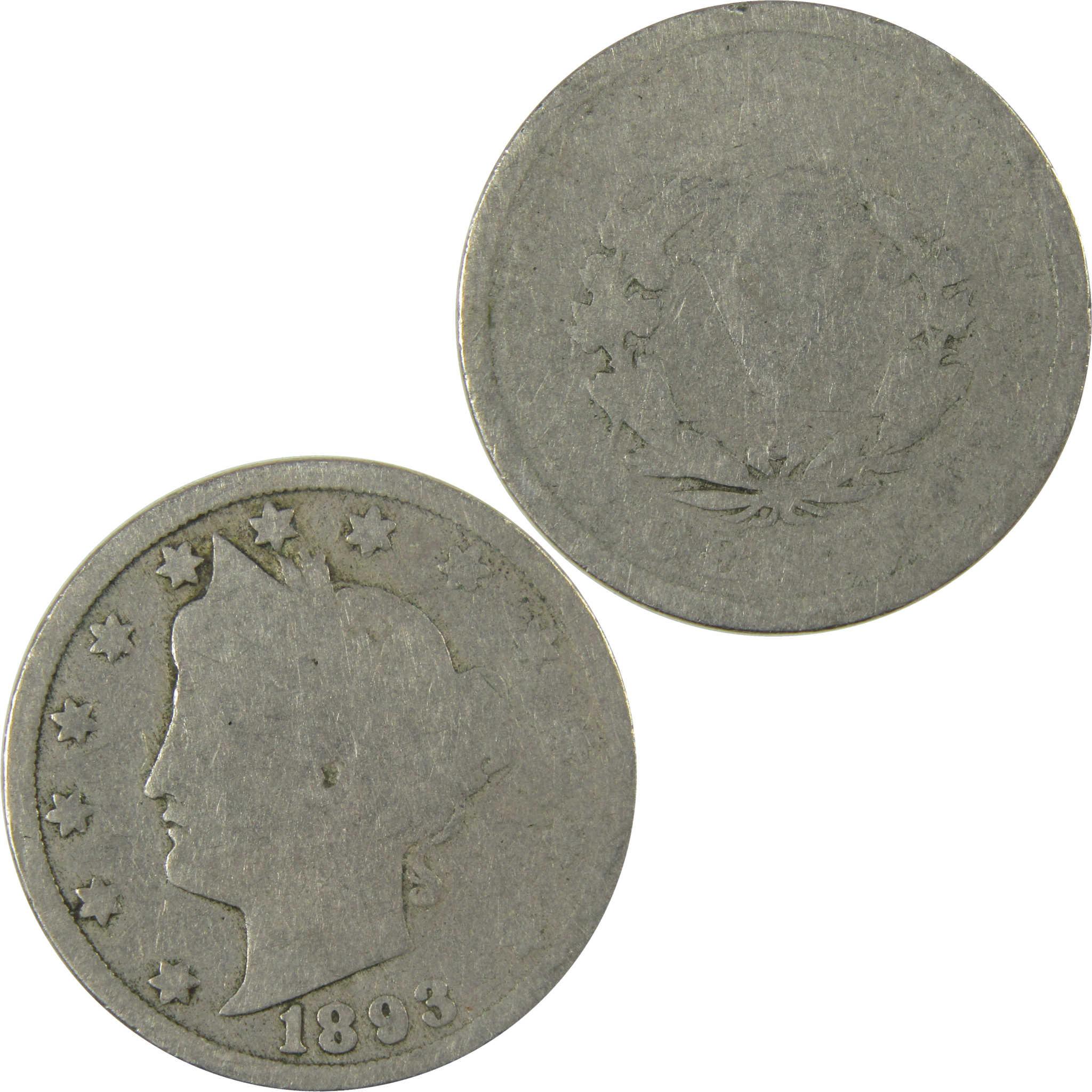 1893 Liberty Head V Nickel AG About Good 5c Coin SKU:I27218