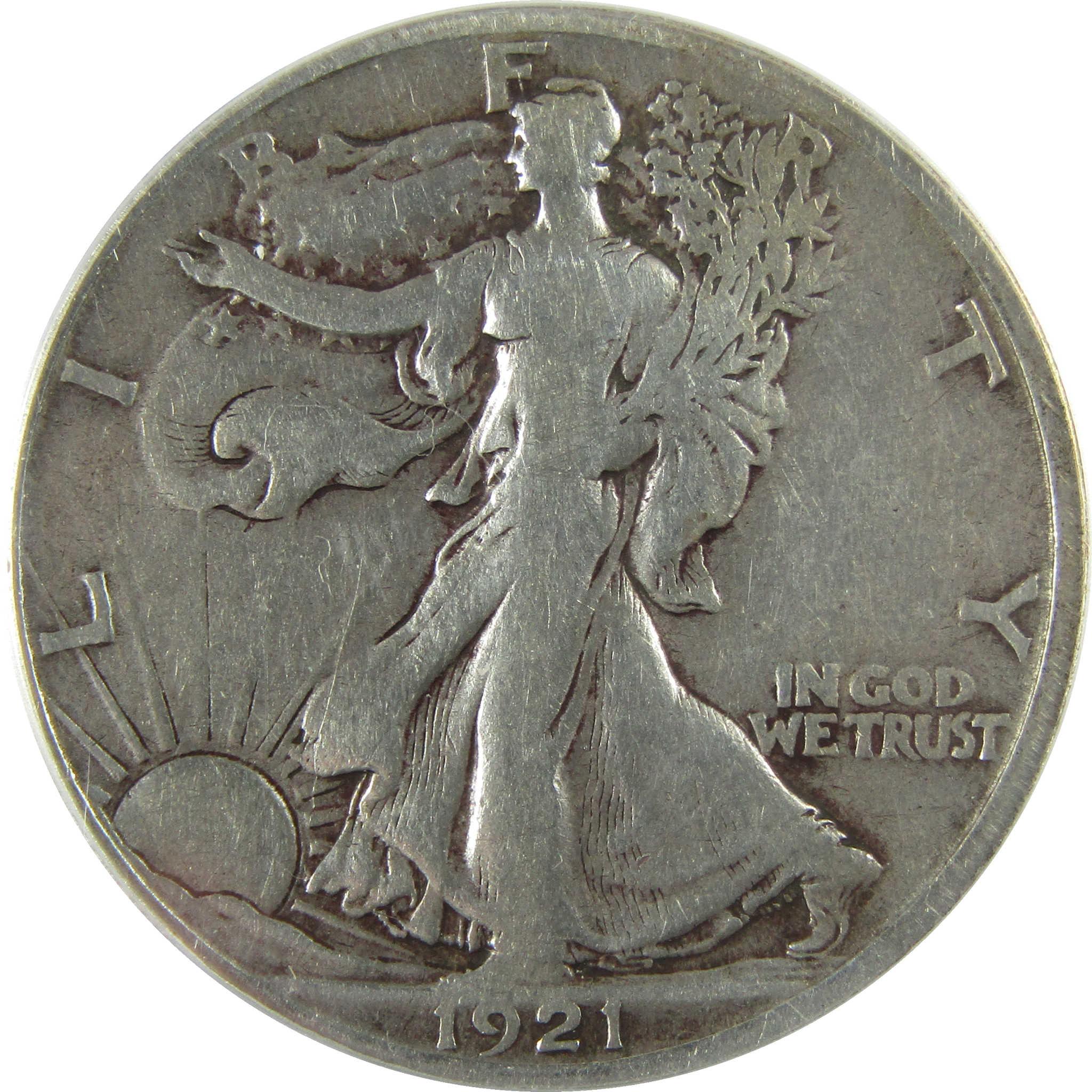1921 D Liberty Walking Silver 50c F 12 Details ANACS SKU:I28012