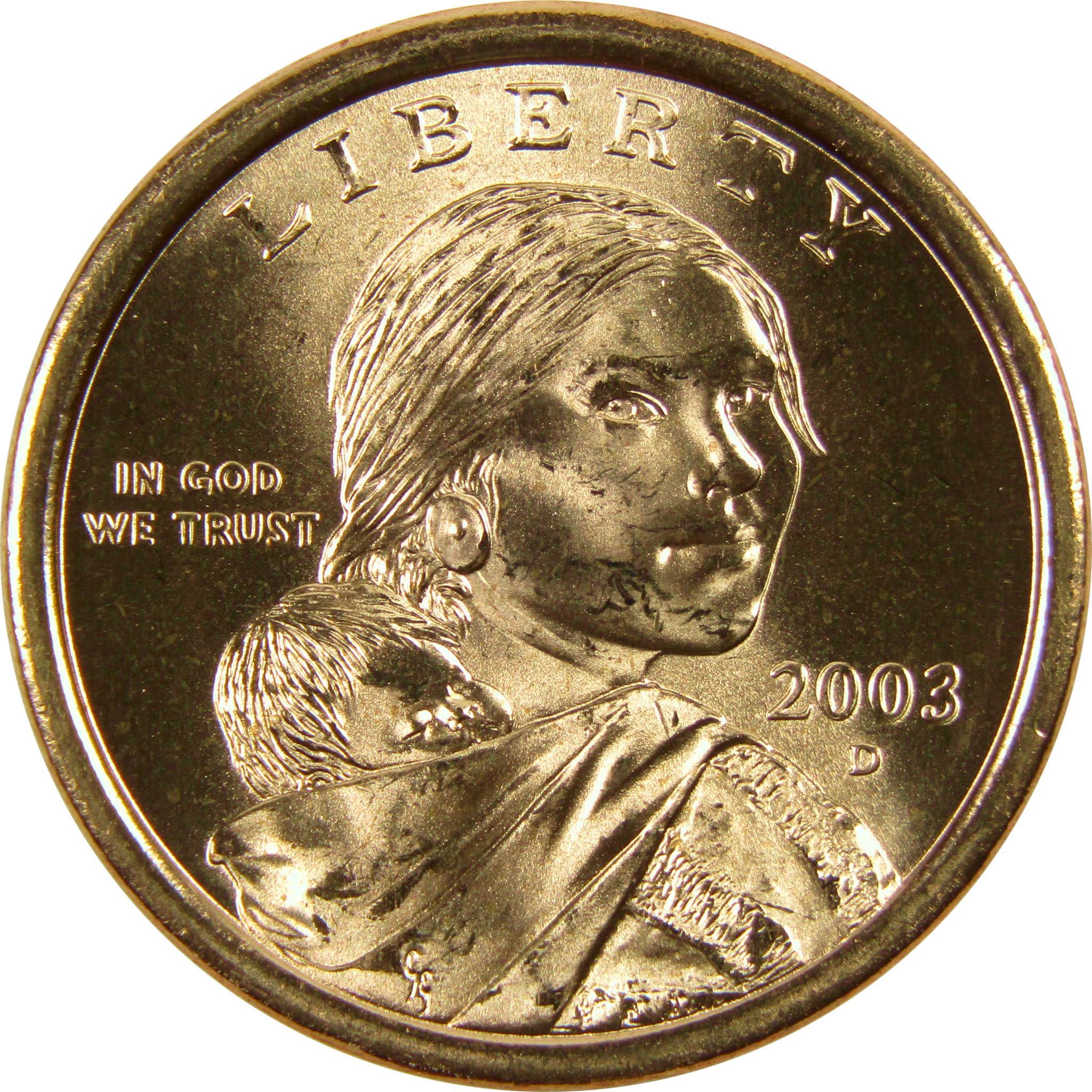 2003 D Sacagawea Native American Dollar BU Uncirculated $1 Coin