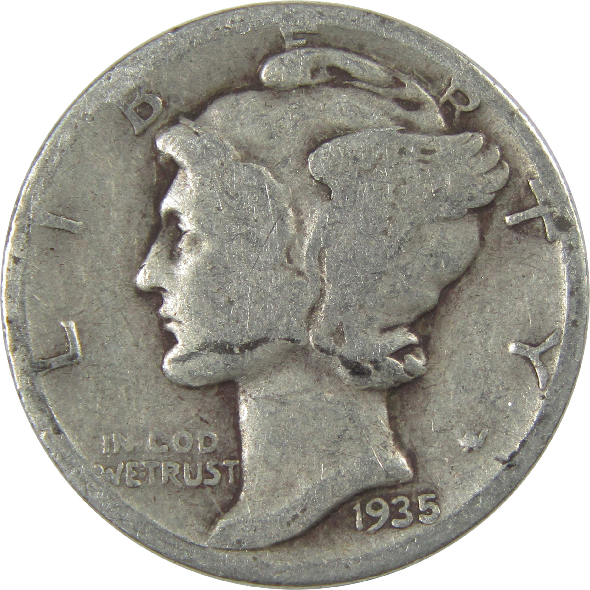 1935 S Mercury Dime Circulated Silver 10c Coin Collectible
