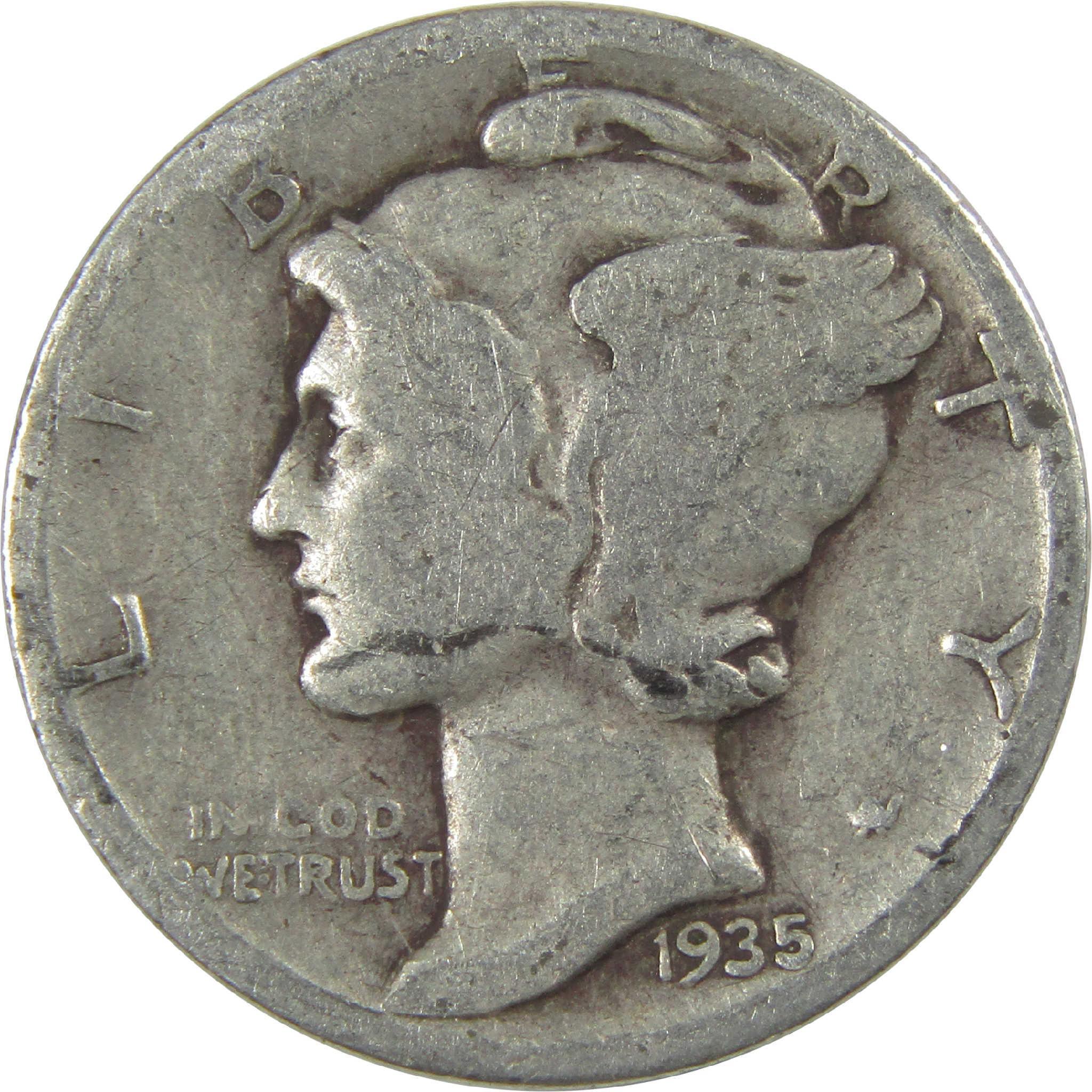 1935 S Mercury Dime Circulated Silver 10c Coin Collectible
