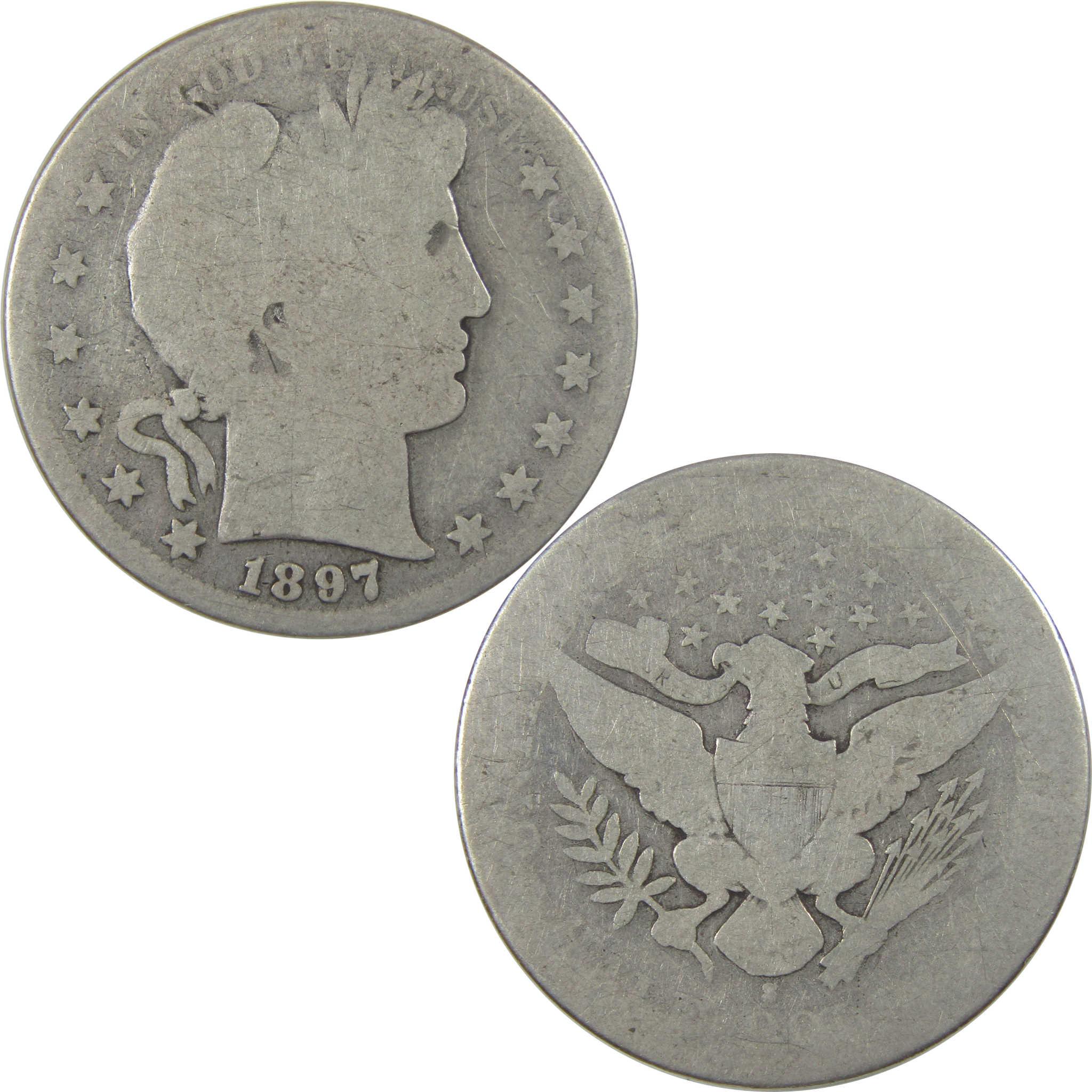 1897 S Barber Silver Half Dollar G Good 50c Coin SKU:I24072