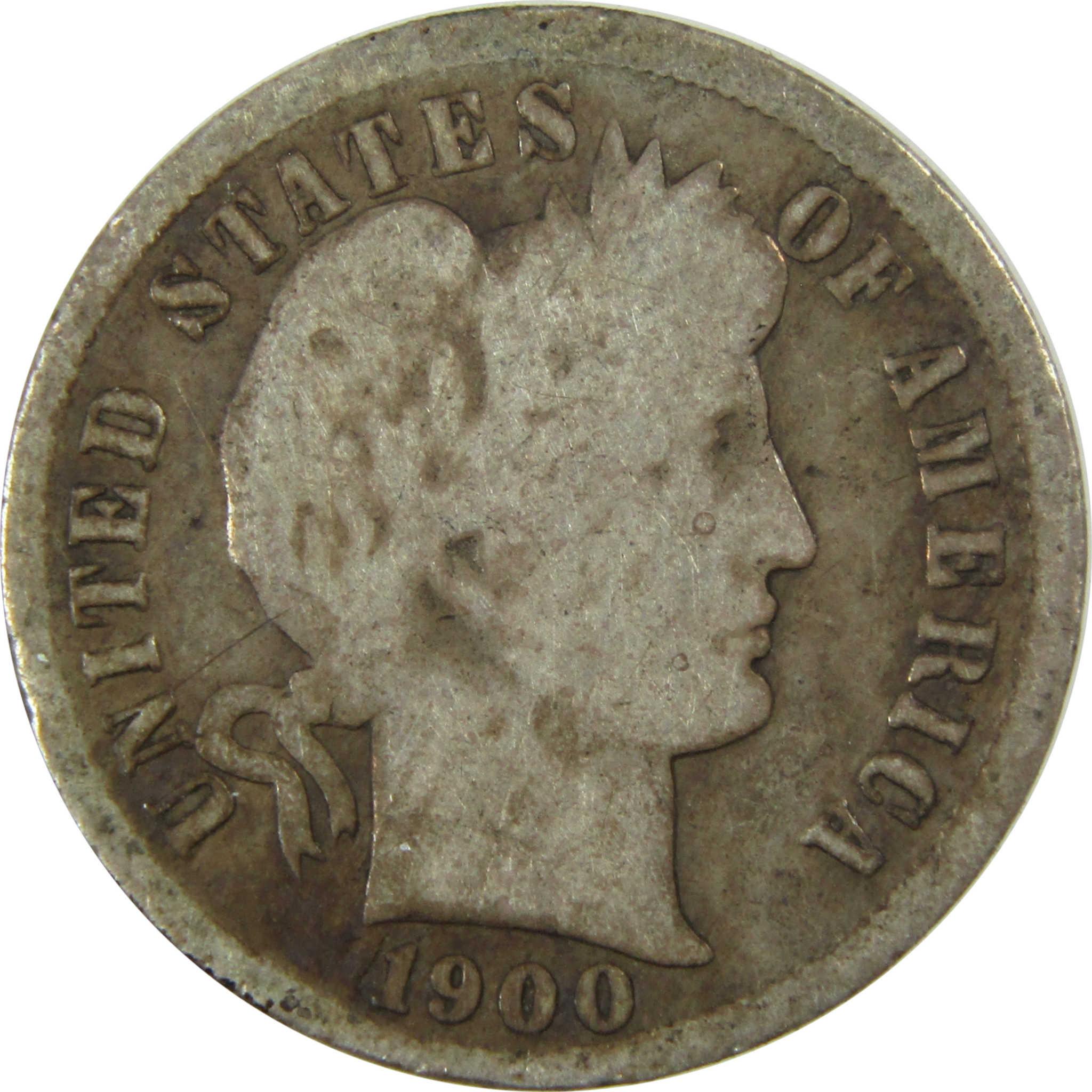 1900 S Barber Silver Dime AG About Good 10c Coin Collectible SKU:CP704