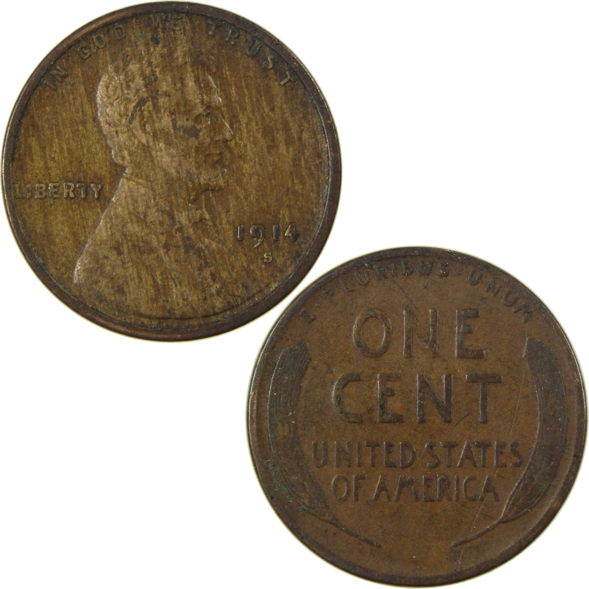 1914 S Lincoln Wheat Cent VF Very Fine Penny 1c Coin SKU:I26883