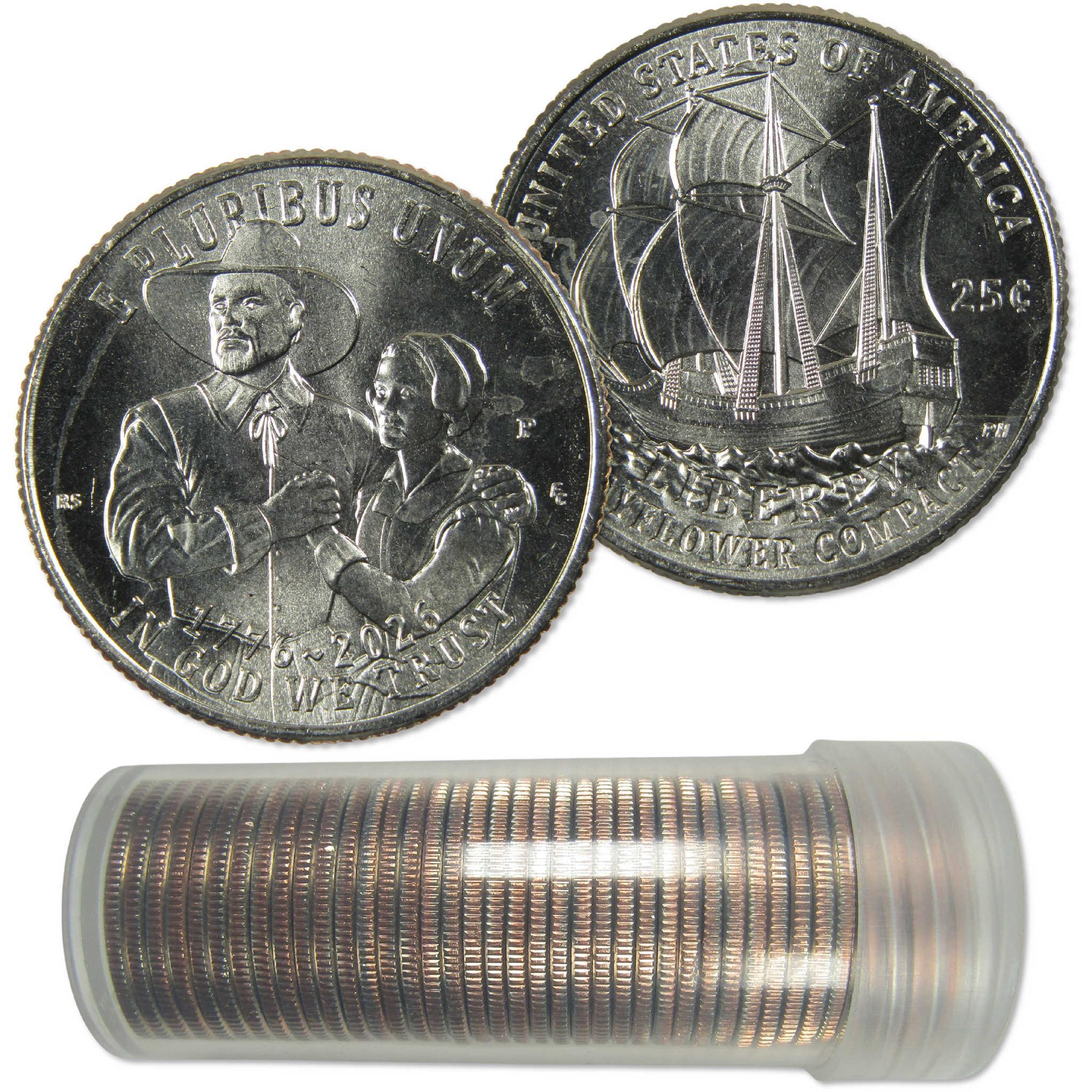 2026 P Mayflower Compact Semiquincentennial Quarter Roll Uncirculated