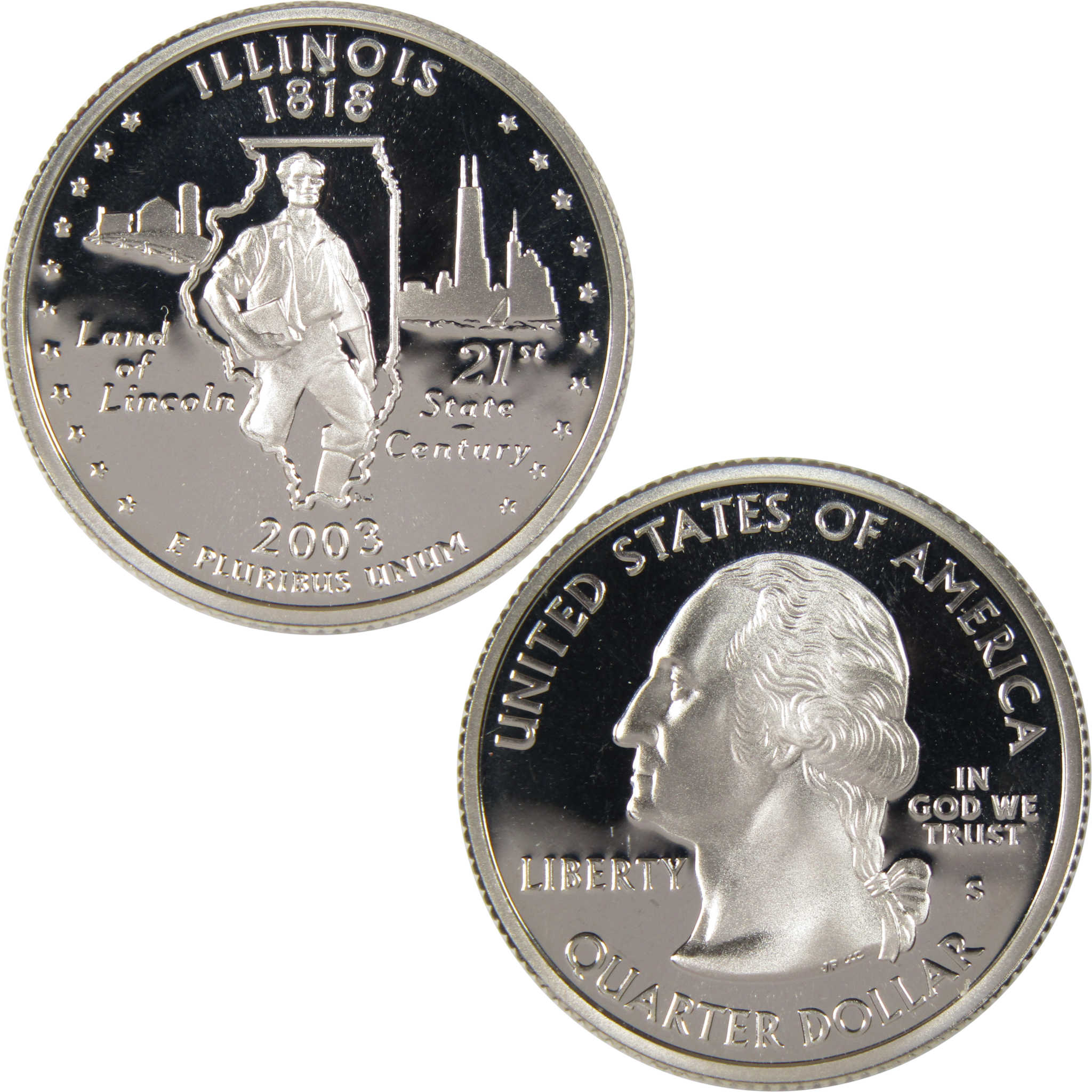 2003 S Illinois State Quarter Silver Proof 25c Coin