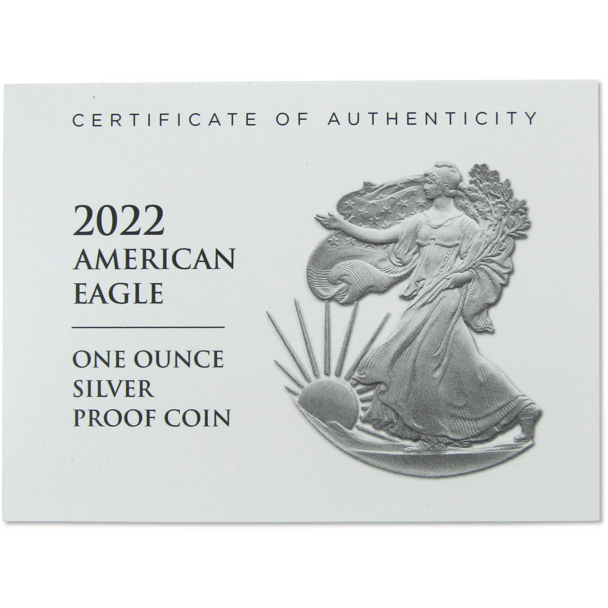 2022 W American Silver Eagle Proof $1 Coin Collectible OGP COA