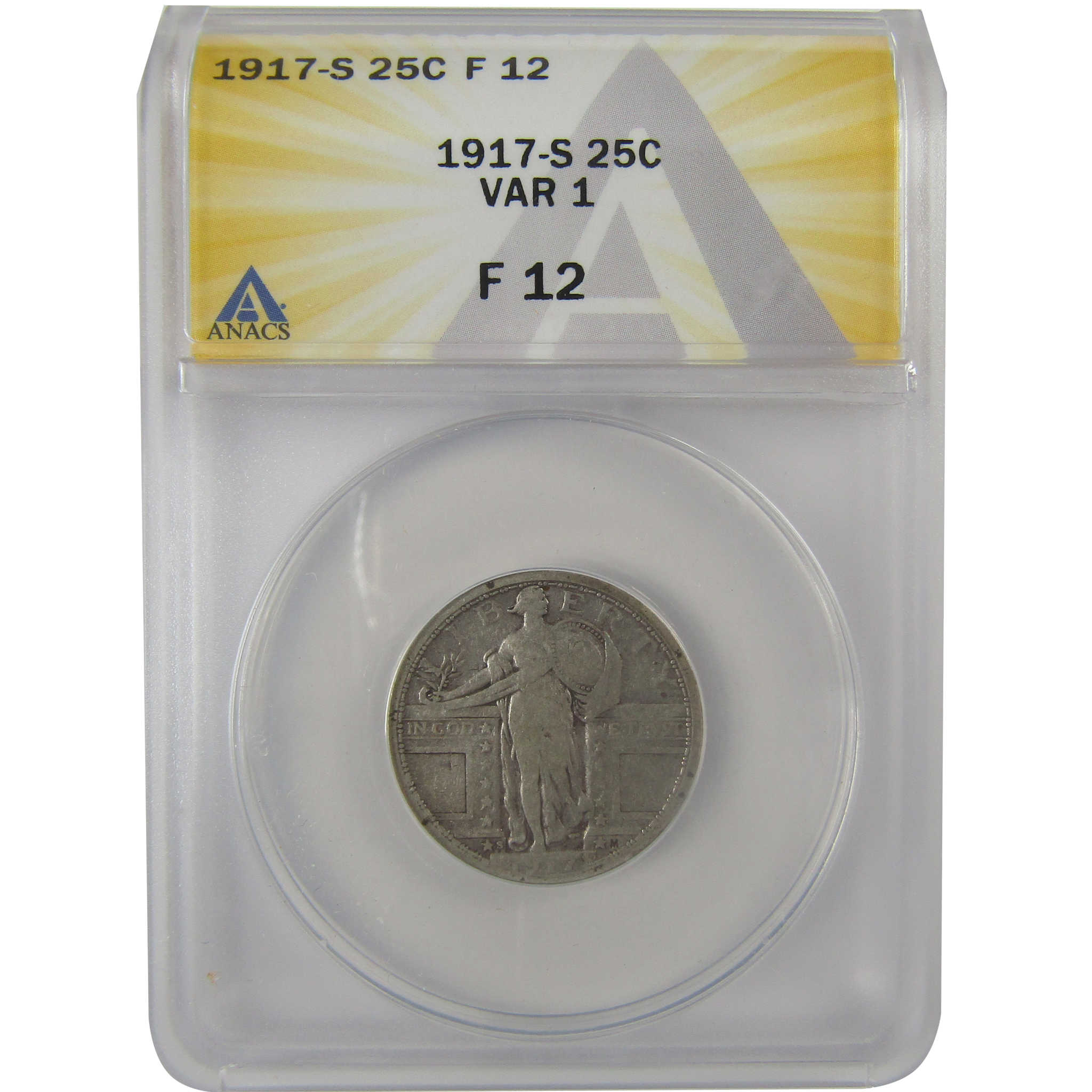 1917 S Type 1 Standing Liberty Quarter F 12 ANACS Silver SKU:I21991