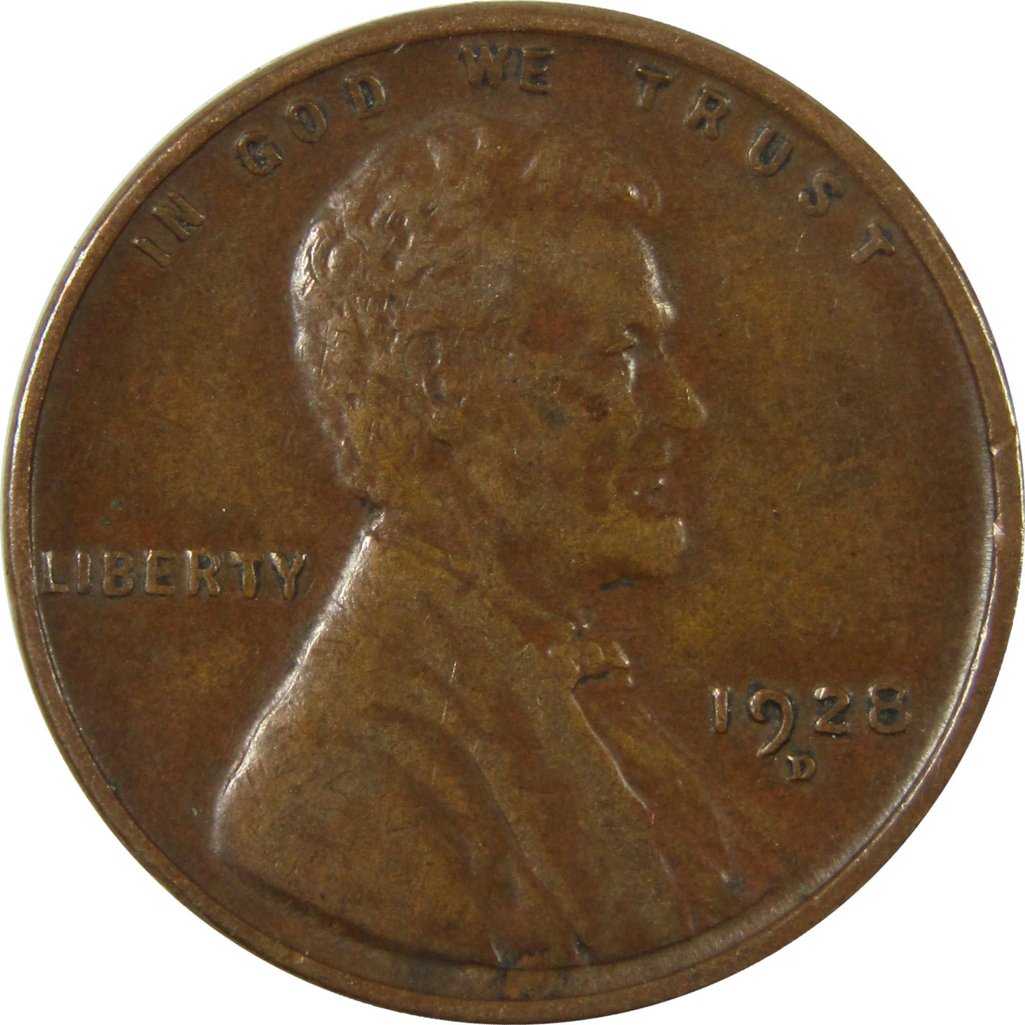 1928 D Lincoln Wheat Cent VF Very Fine Penny 1c Coin SKU:I27621