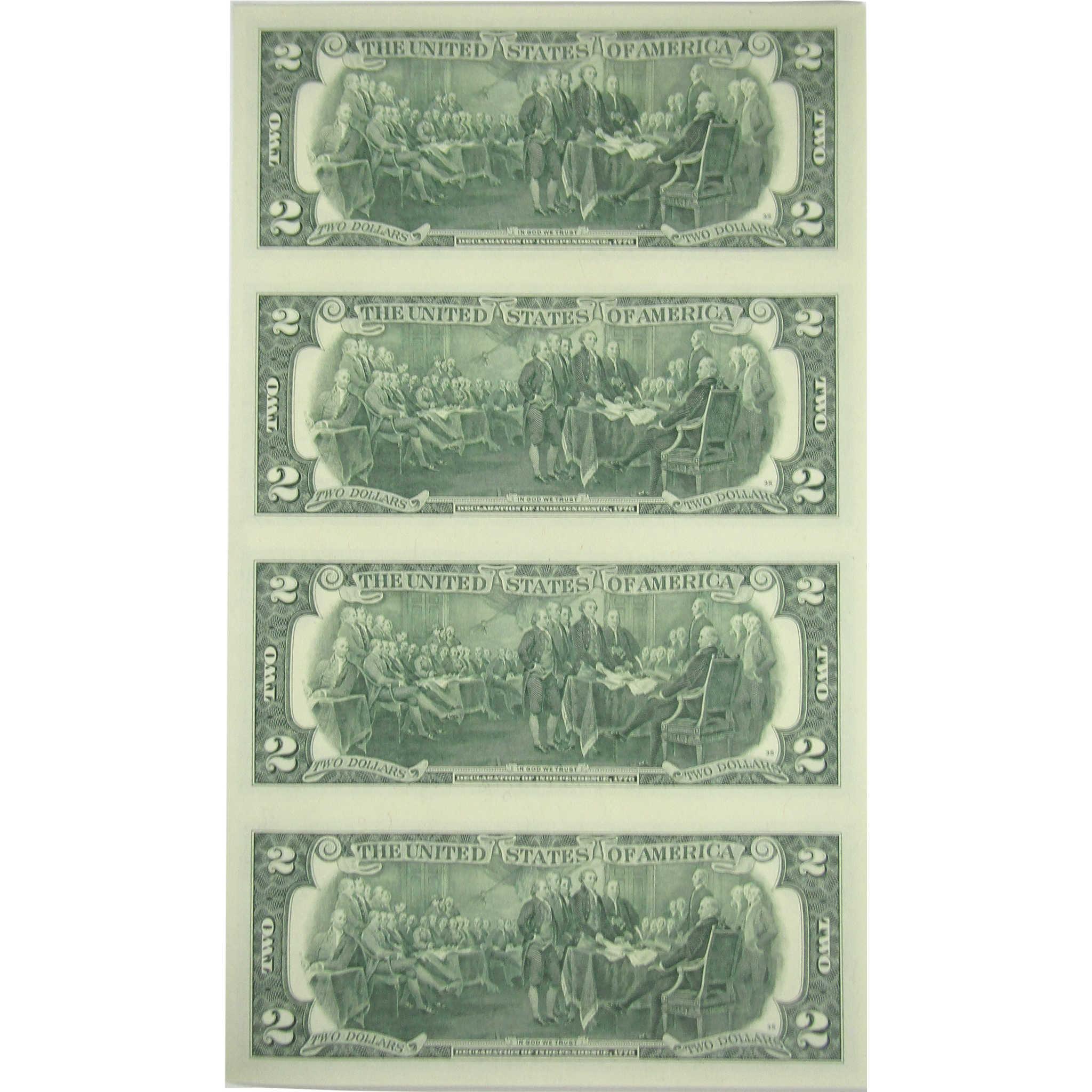 2013 $2 Federal Reserve 4 Note Uncut Sheet CCU OGP SKU:OPC200