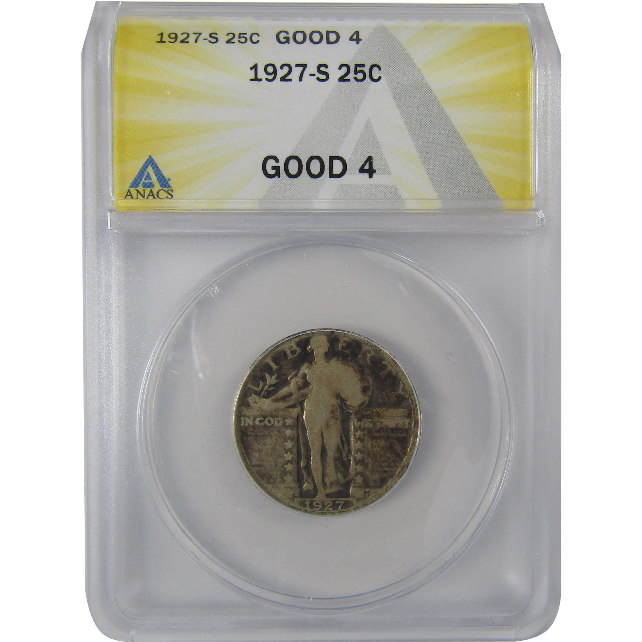 1927 S Standing Liberty Quarter G 4 ANACS Silver 25c Coin SKU:CPC1152