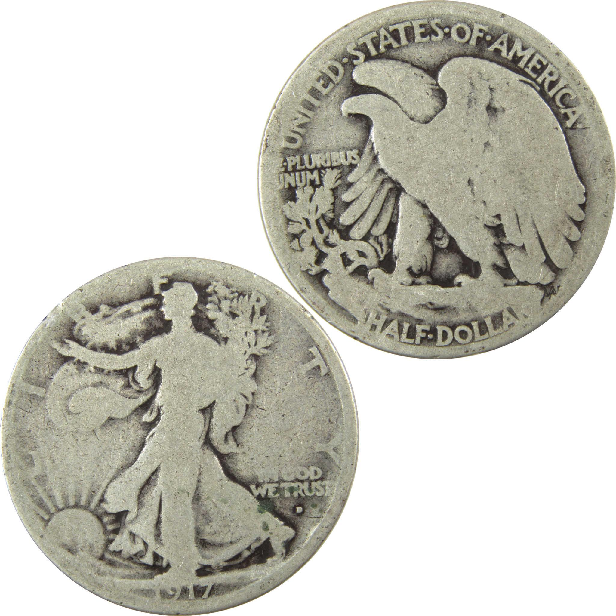 1917 D Obverse Liberty Walking Silver Half Dollar G Good SKU:CP1444