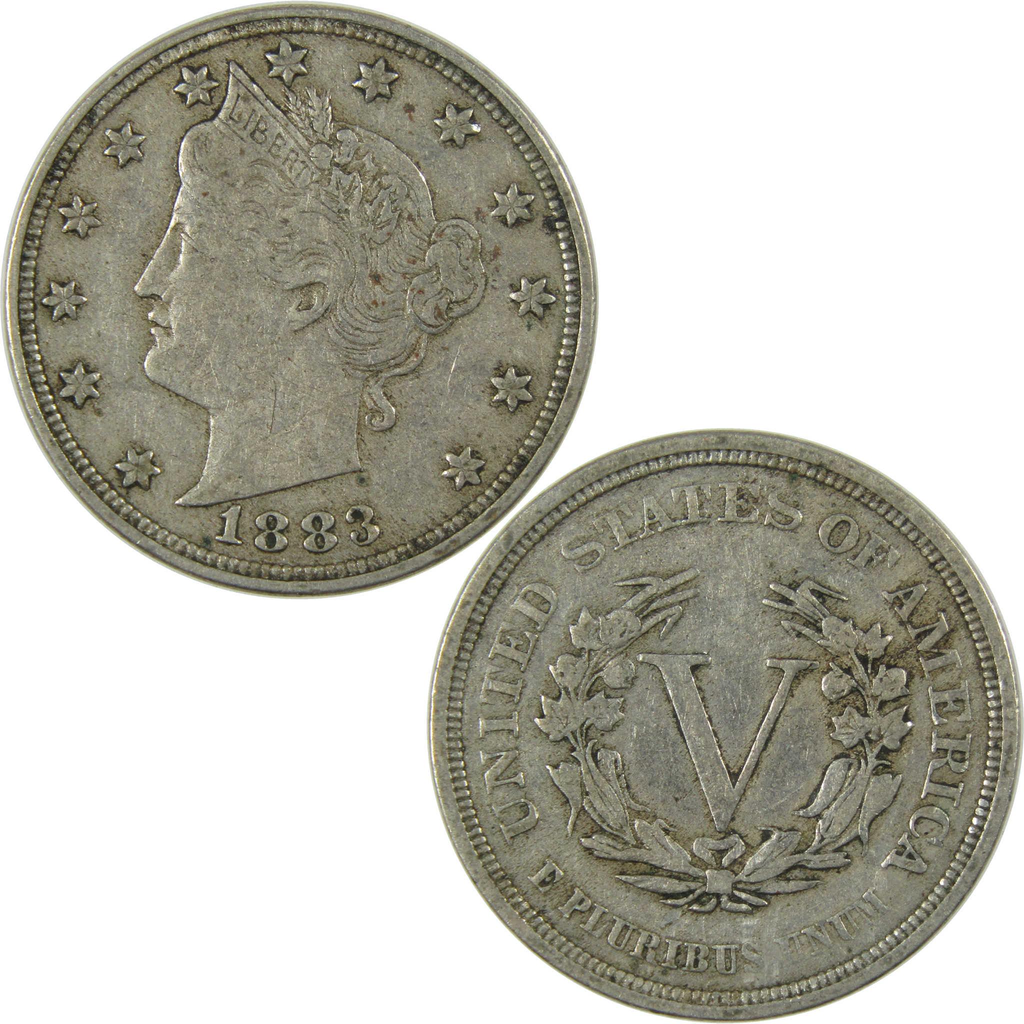 1883 No Cents Liberty Head V Nickel VF Very Fine 5c Coin SKU:I27245