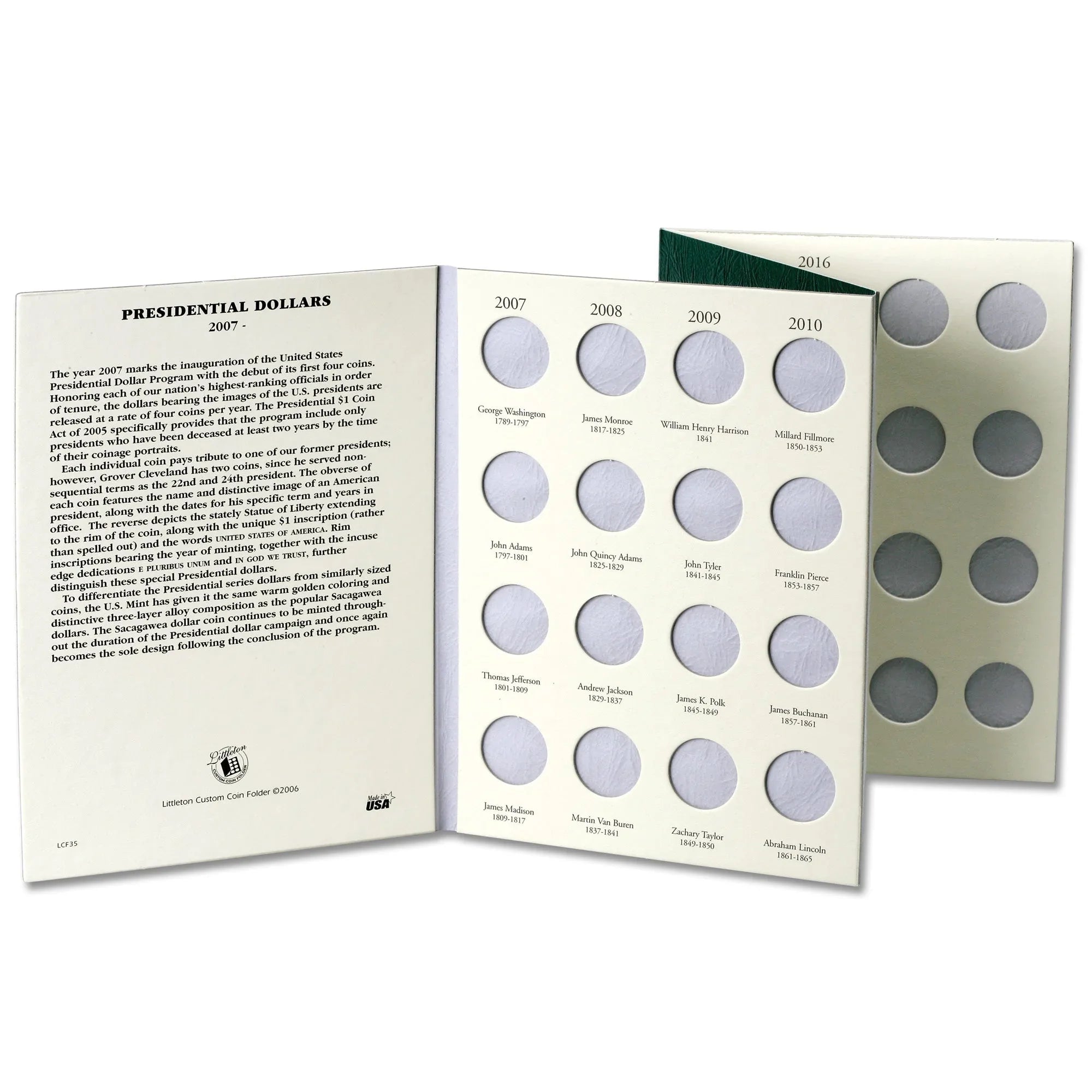 2007-2016 U.S. Presidential Dollar Custom Folder Littleton Coin