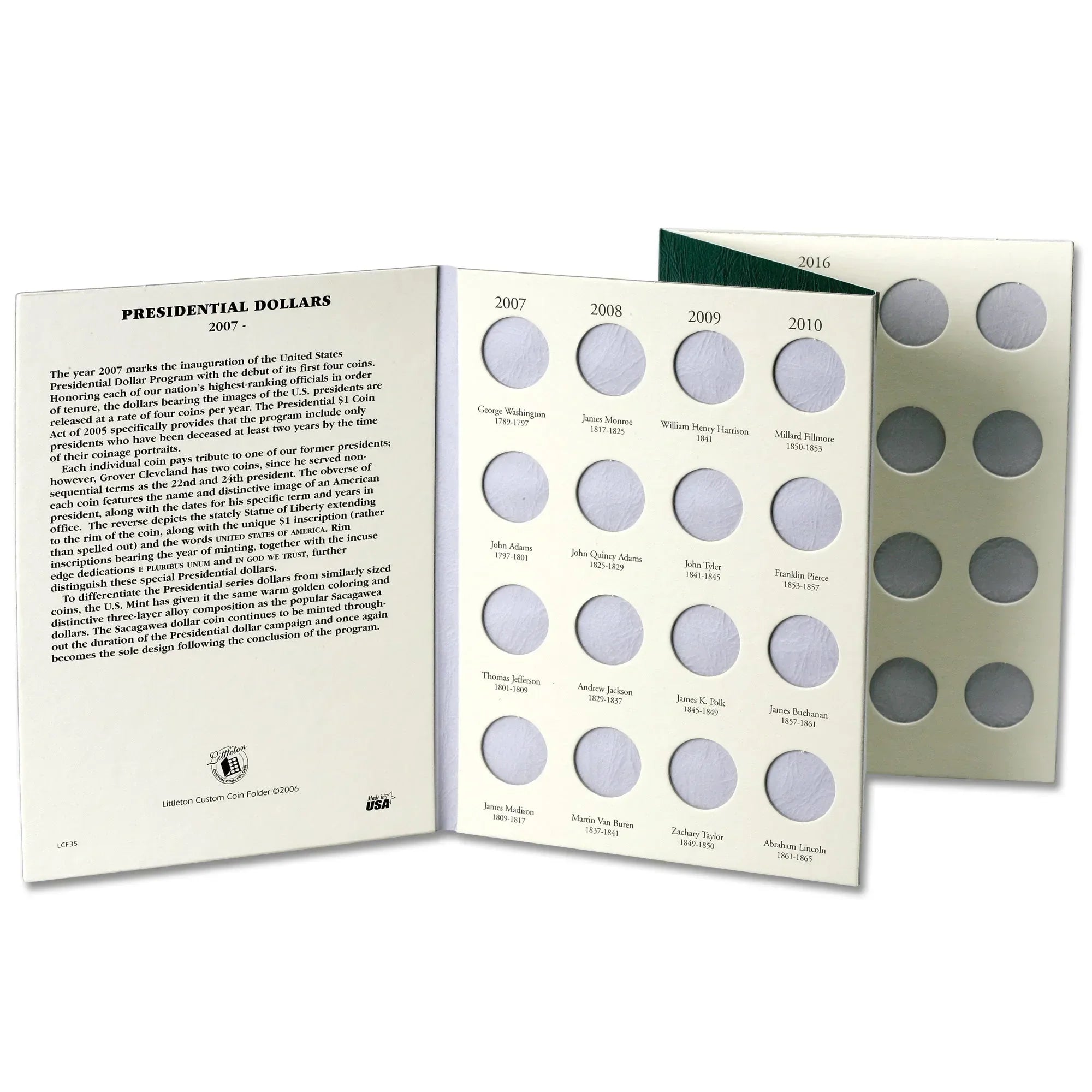 2007-2016 U.S. Presidential Dollar Custom Folder Littleton Coin