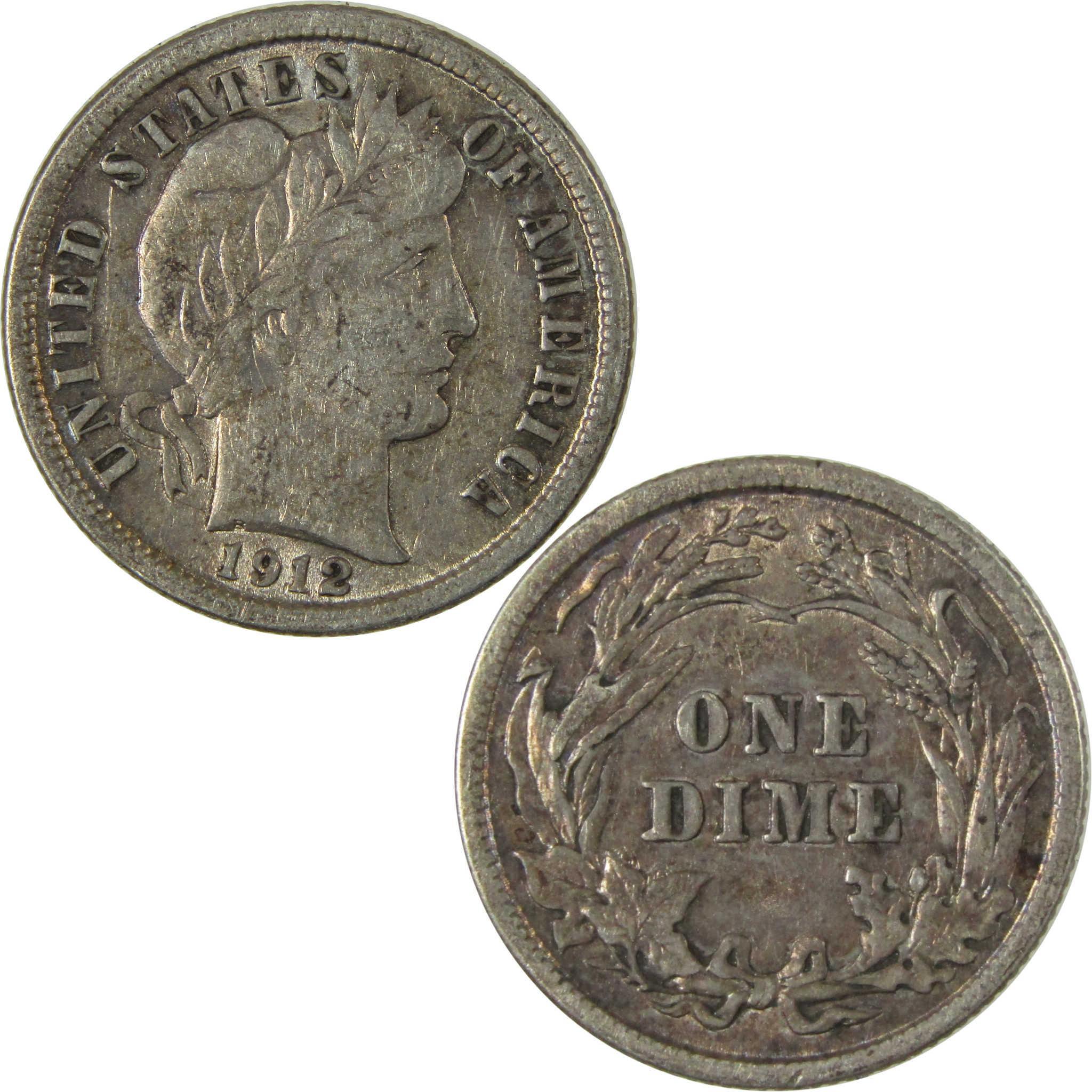 1912 Barber Silver Dime XF EF Extremely Fine Details SKU:CP995
