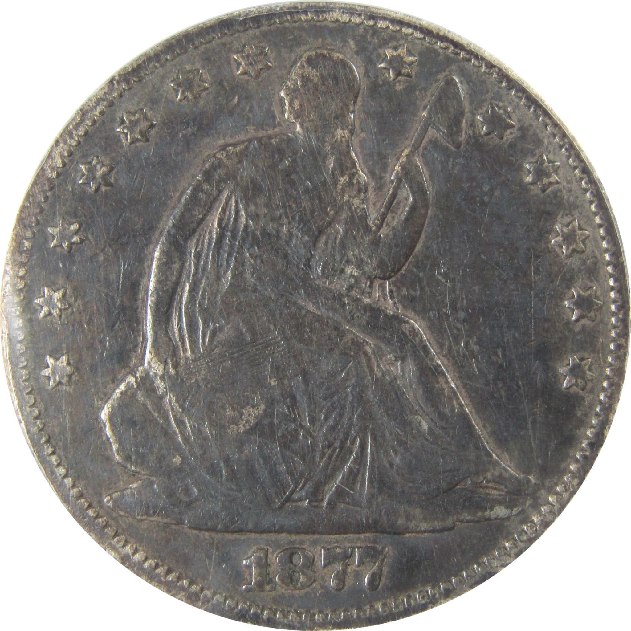 1877 Seated Liberty Silver Half Dollar VG 8 Details ANACS SKU:CP813