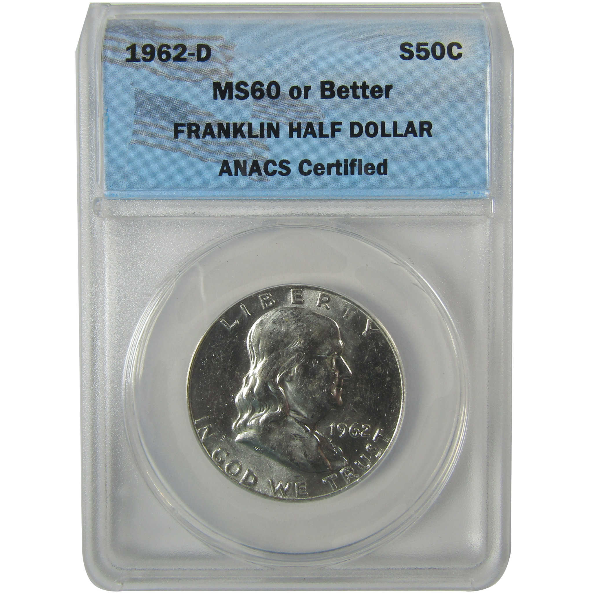 1962 D Franklin Half Dollar MS 60 ANACS Silver Uncirculated SKU:CP40