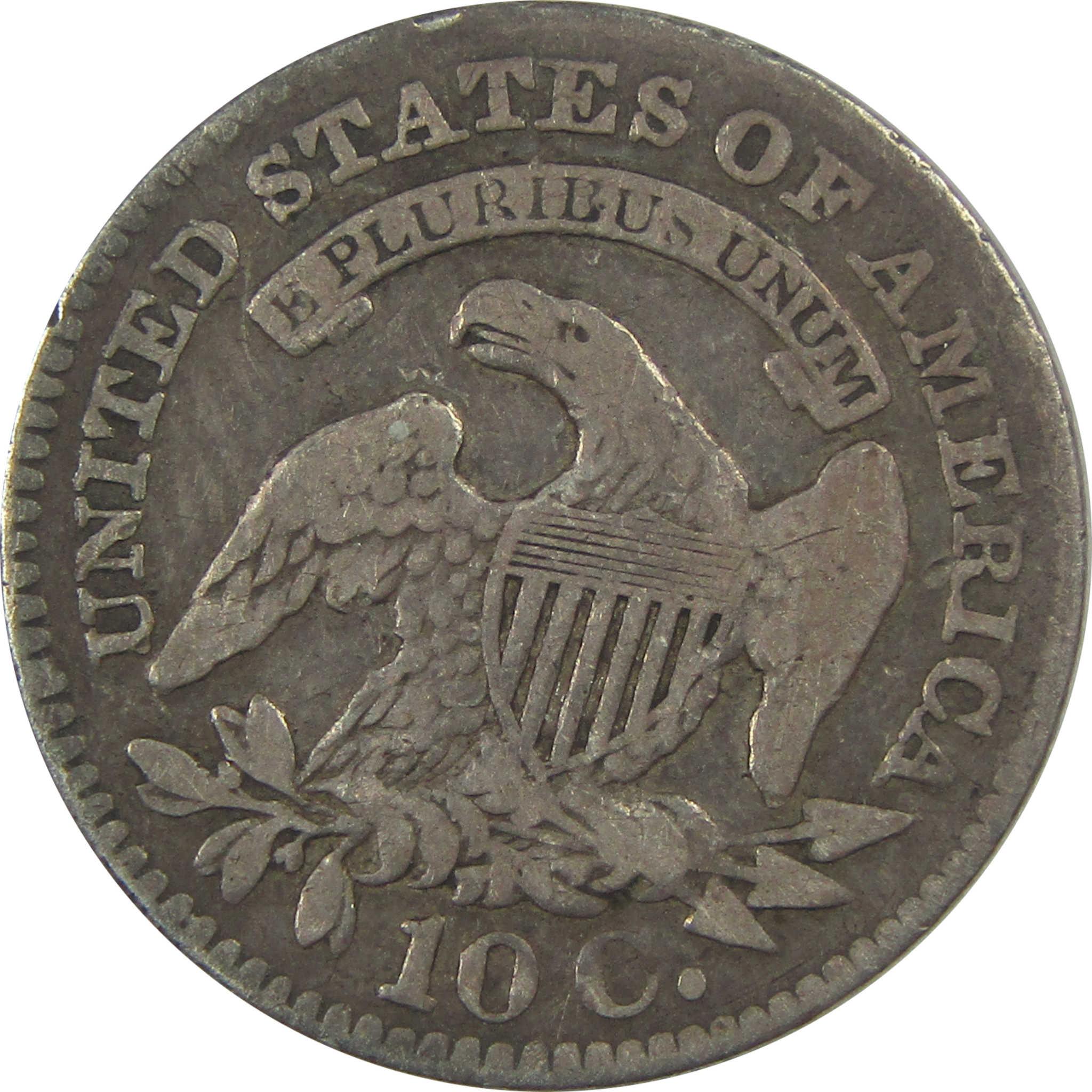 1827 Pointed Top Capped Bust Dime VG Very Good Silver SKU:I22028