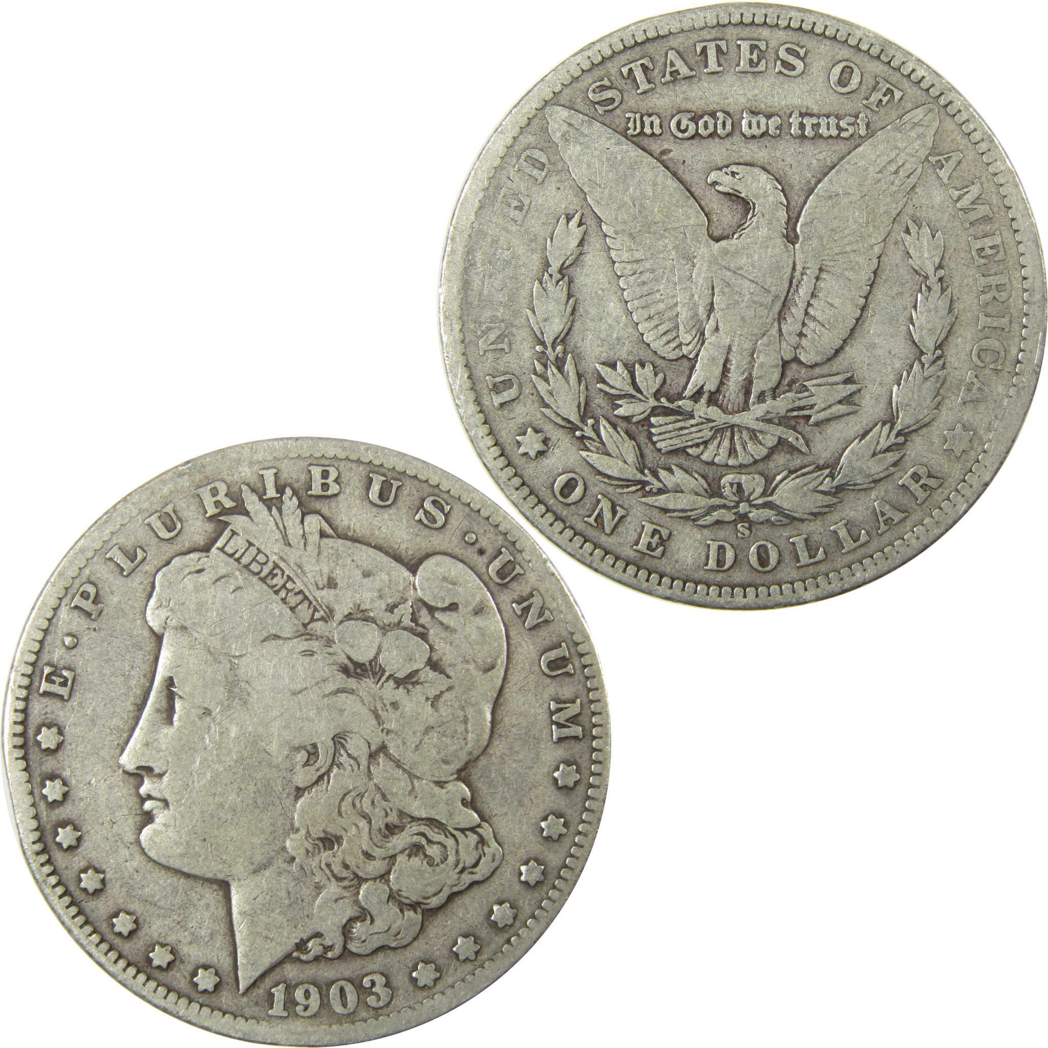 1903 S Morgan Silver Dollar F Fine $1 Coin Collectible SKU:CP1377 - Morgan coin - Morgan silver dollar - Morgan silver dollar for sale - Profile Coins & Collectibles