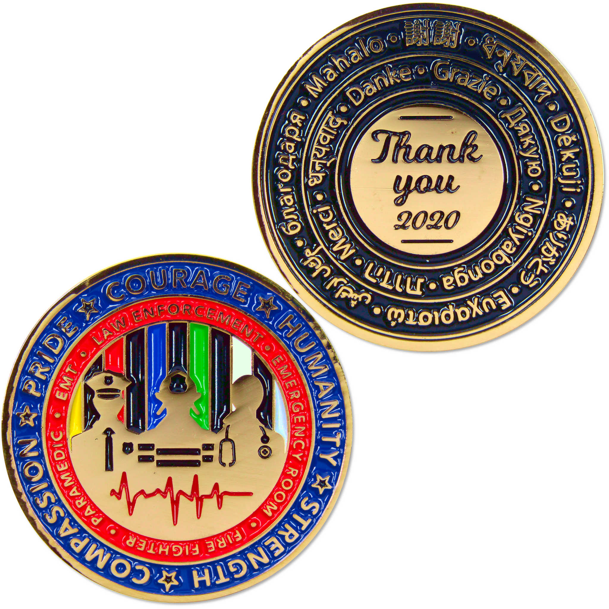 First Responder Challenge Coin Brass Collectible with Enameled Coloring