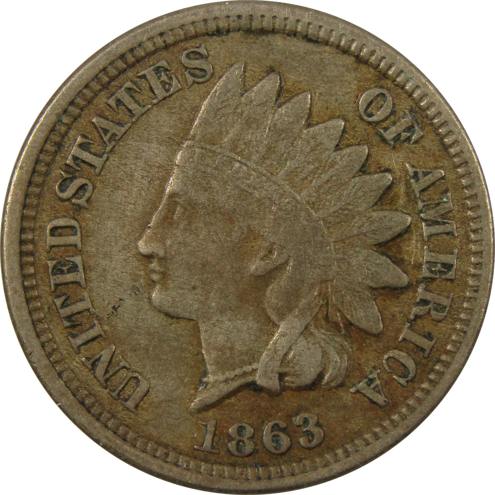 1863 Indian Head Cent XF EF Extremely Fine Details Penny SKU:CP1268