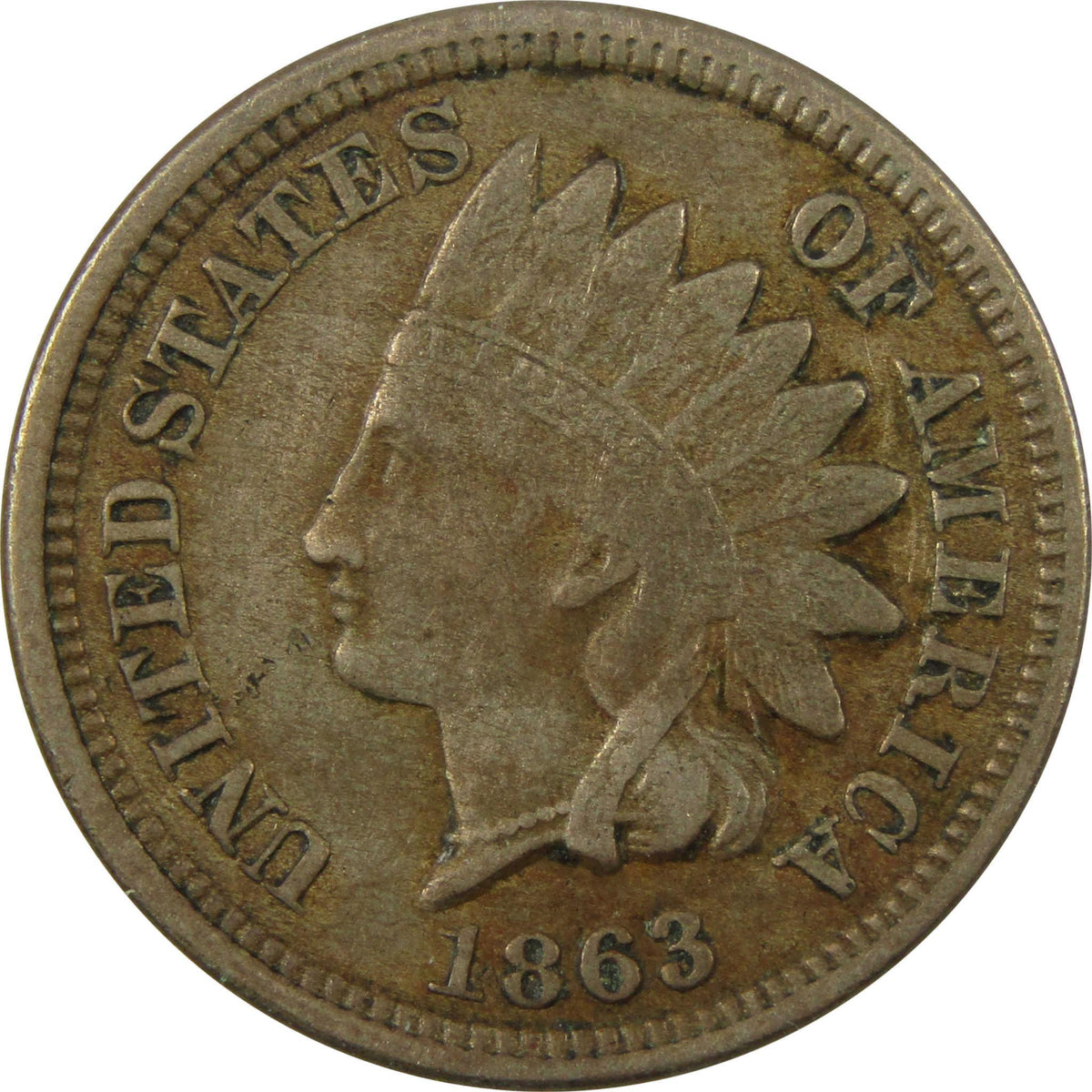 1863 Indian Head Cent XF EF Extremely Fine Details Penny SKU:CP1268