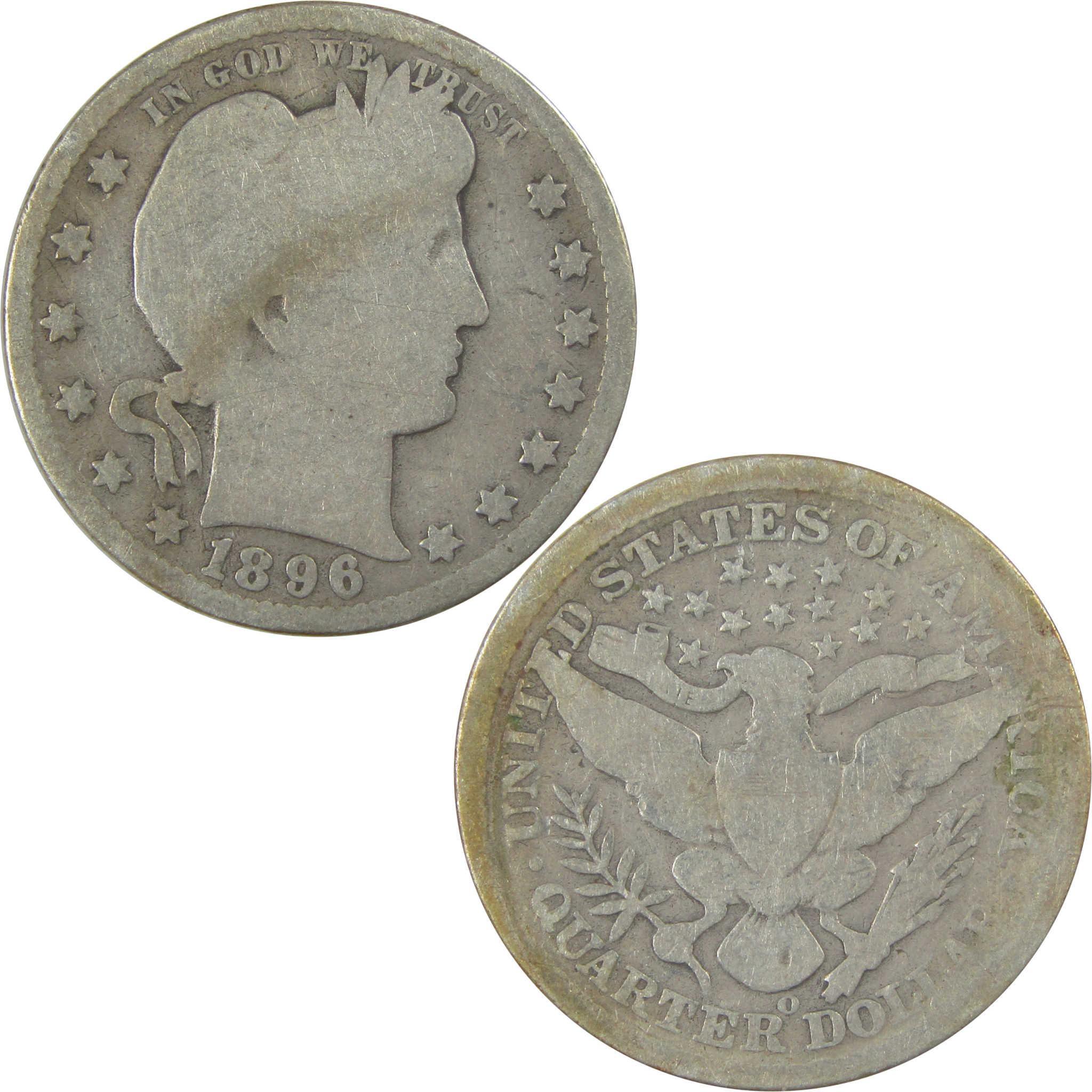 1896 O Barber Quarter AG About Good Silver 25c Coin SKU:I21879