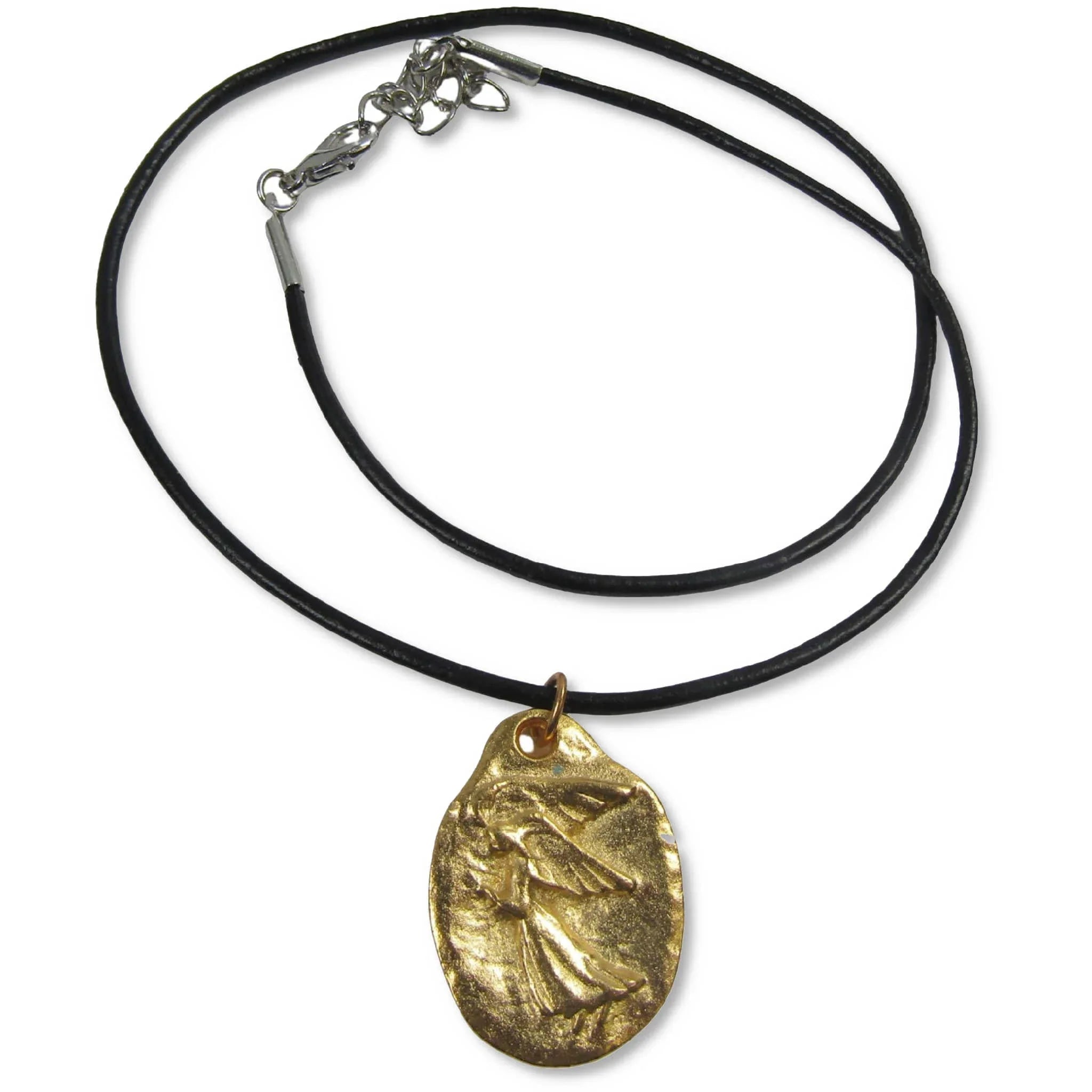 Guardian Angel Gold Plated Pewter Necklace with Cord