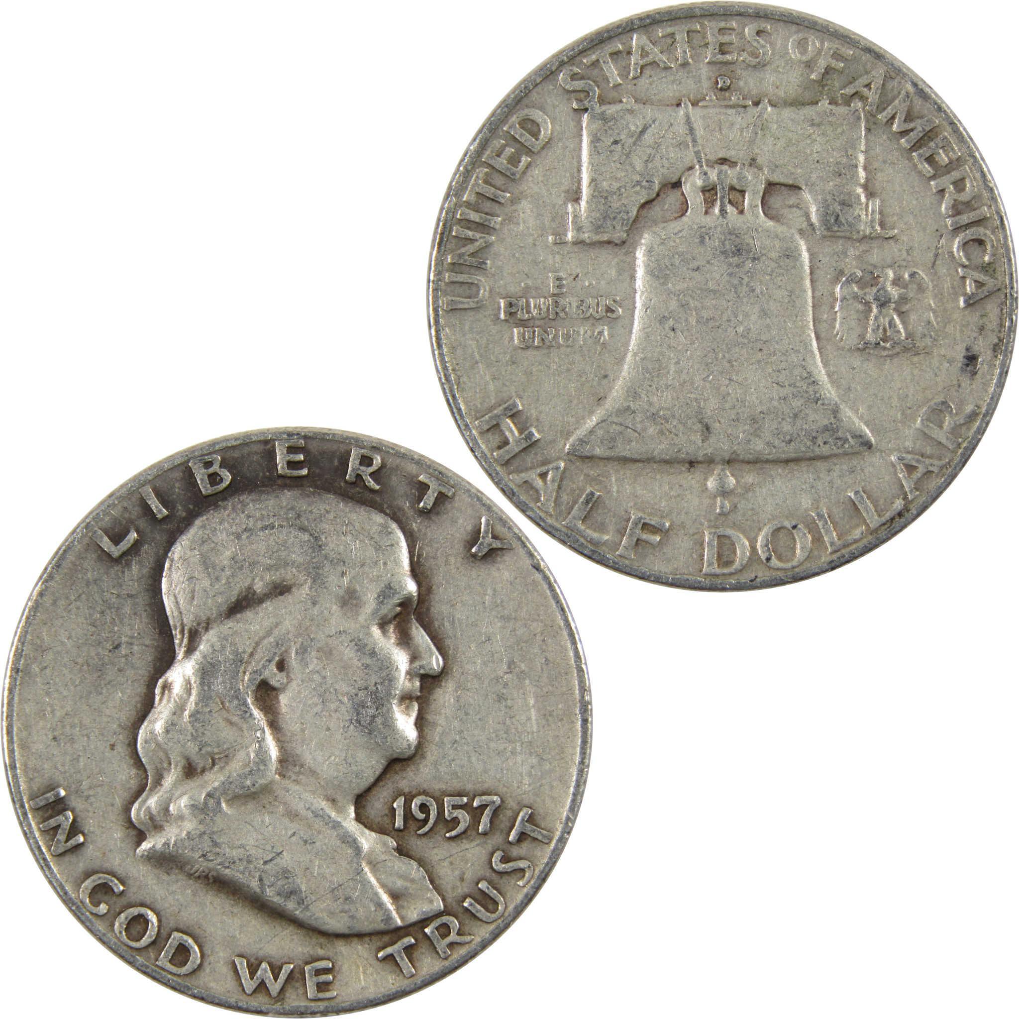1957 D Franklin Half Dollar AG About Good 90% Silver 50c Coin