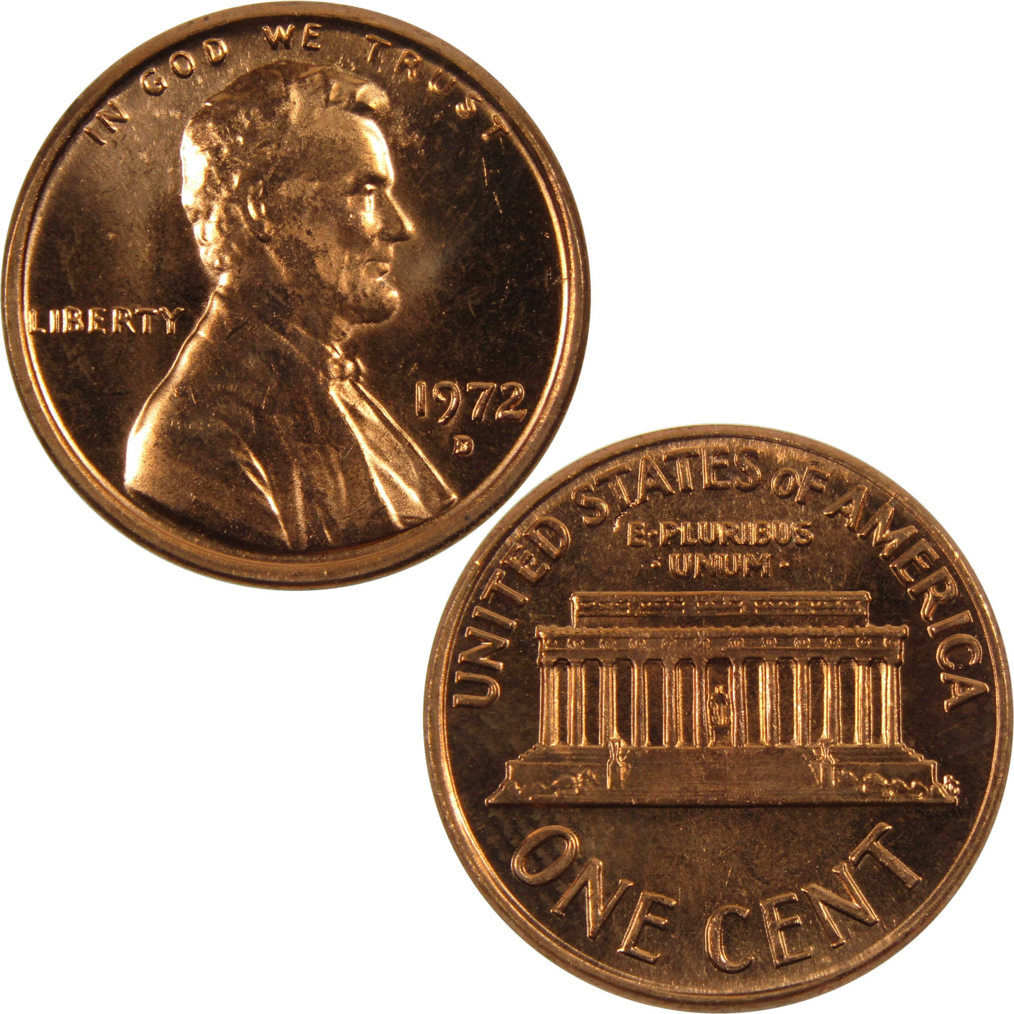 1972 D Lincoln Memorial Cent BU Uncirculated Penny 1c Coin