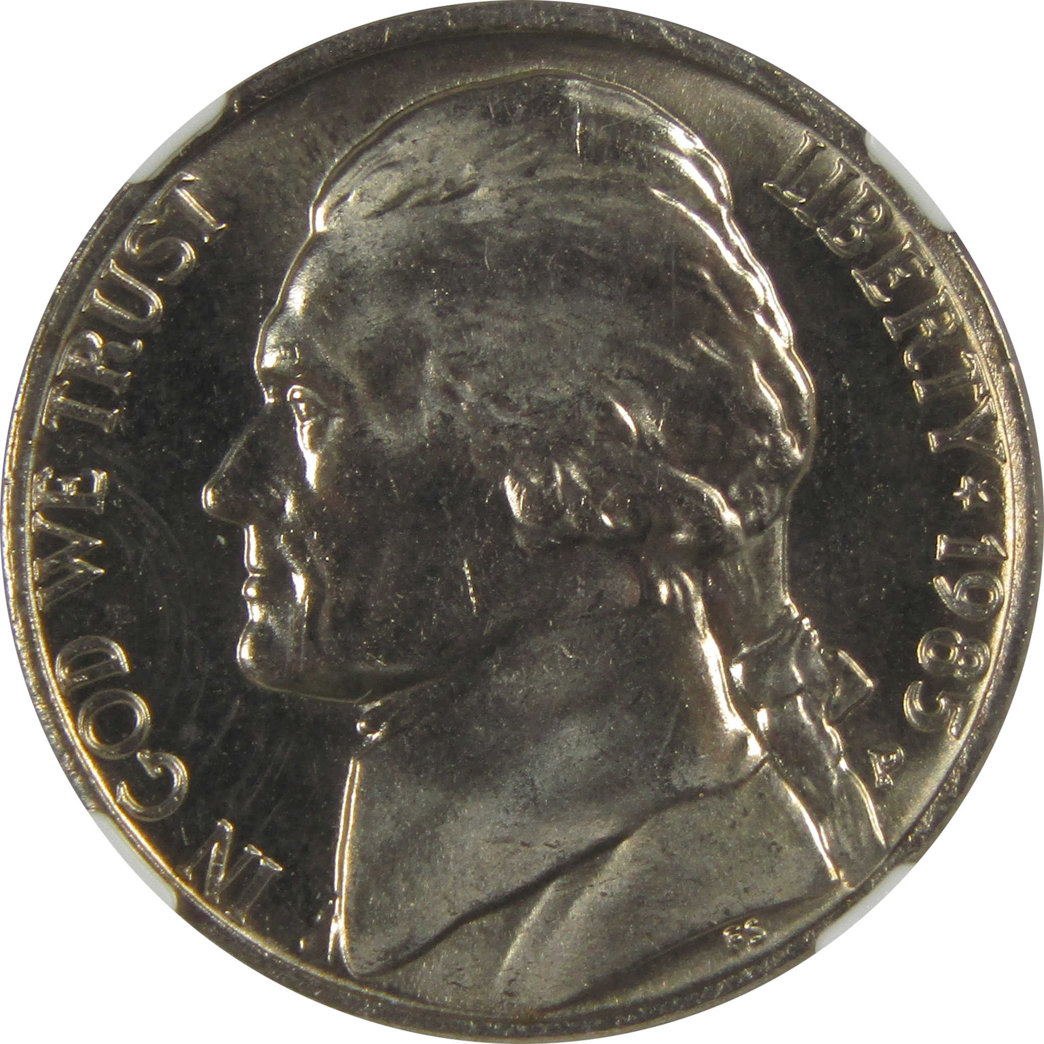 1985 P Jefferson Nickel MS 66 5FS NGC Original Bag Fragment SKU:I23509