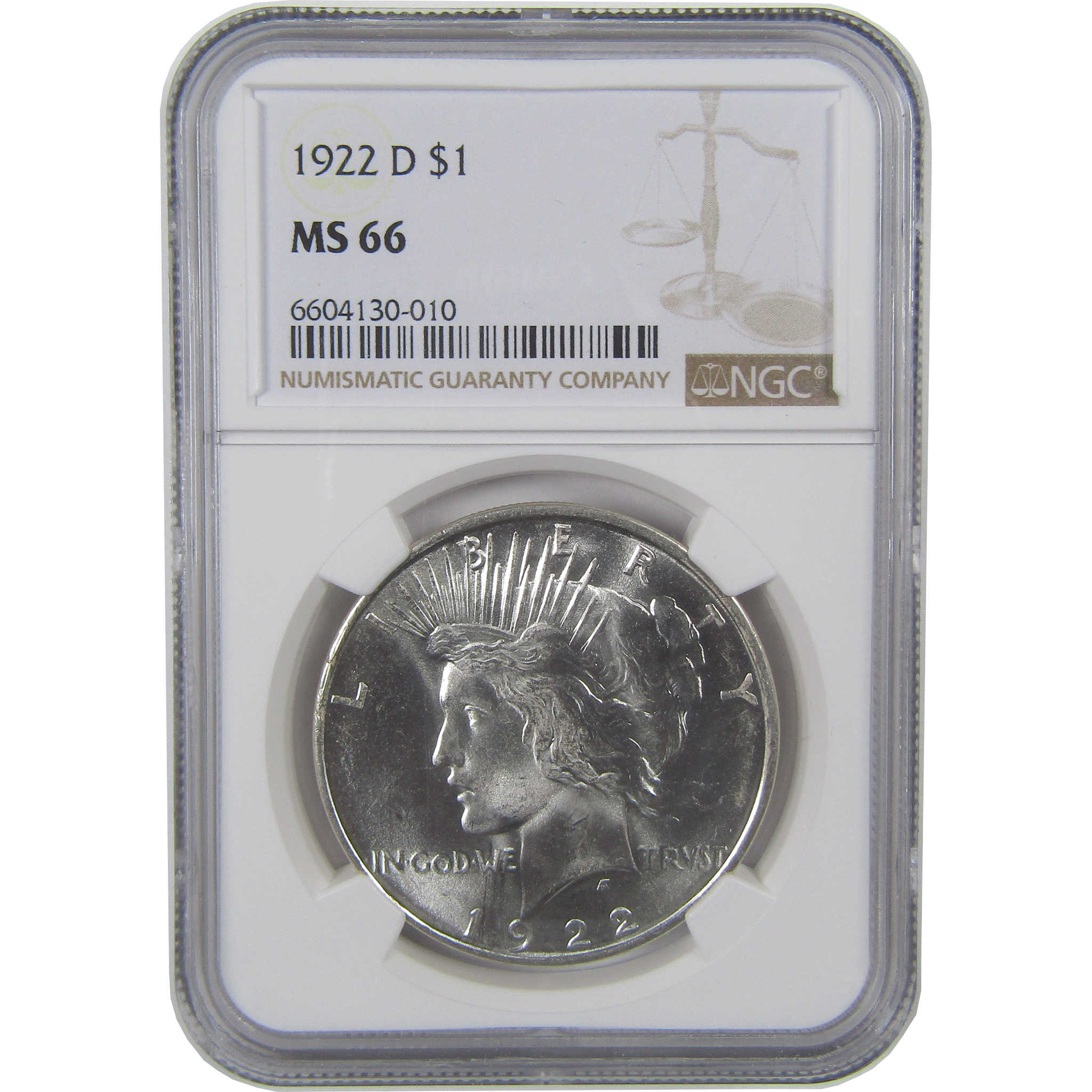 1922 D Peace Silver Dollar MS 66 NGC Uncirculated $1 Coin Collectible