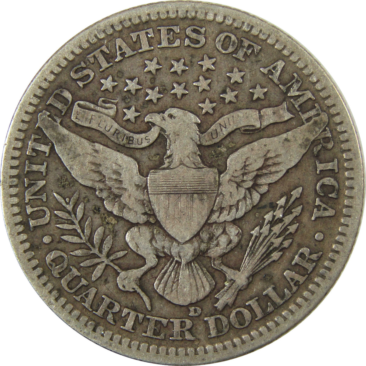 1916 D Barber Silver Quarter VG Very Good 25c Coin SKU:I28523