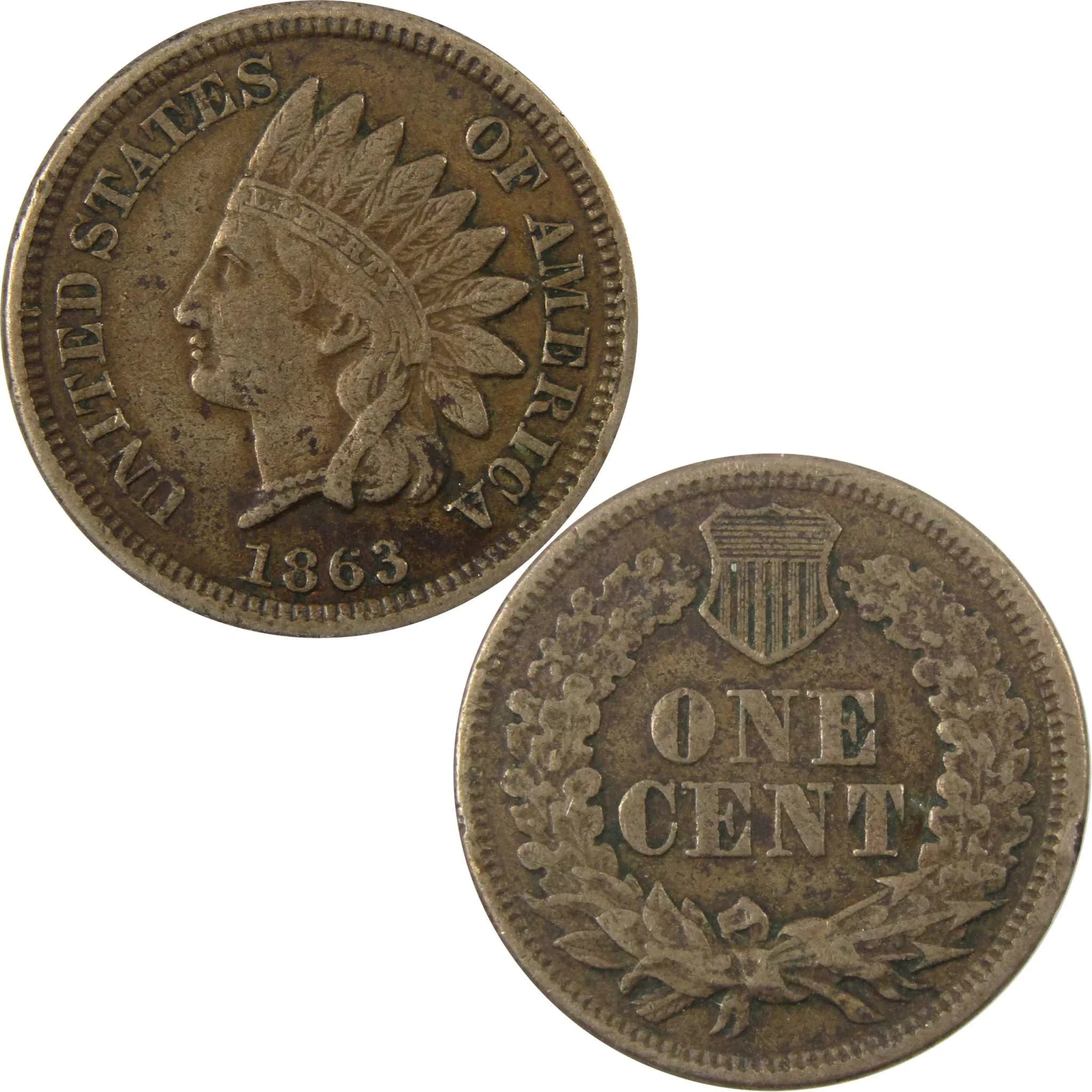1863 Indian Head Cent VF Very Fine Penny 1c Coin SKU:CP1281
