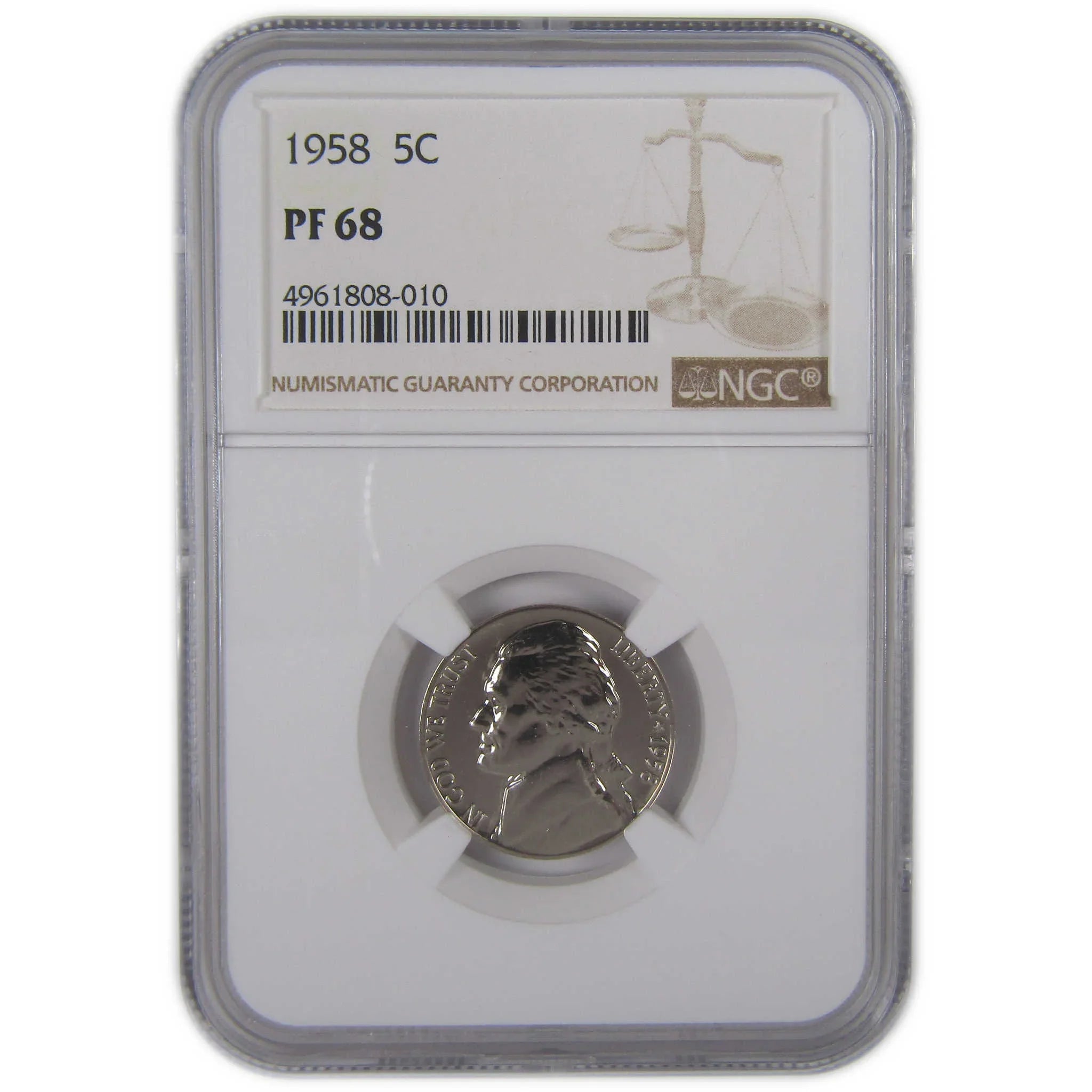 1958 Jefferson Nickel PF 68 NGC Proof 5c Coin SKU:CPC0159